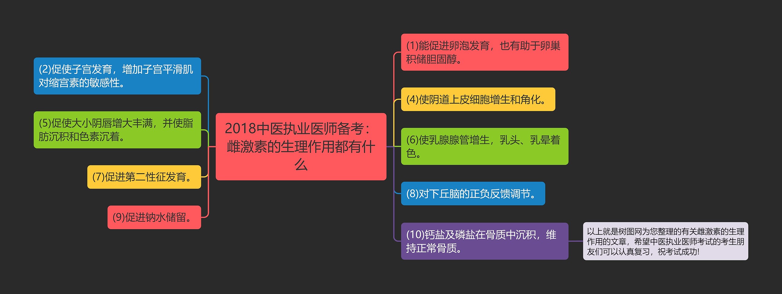 2018中医执业医师备考：雌激素的生理作用都有什么思维导图