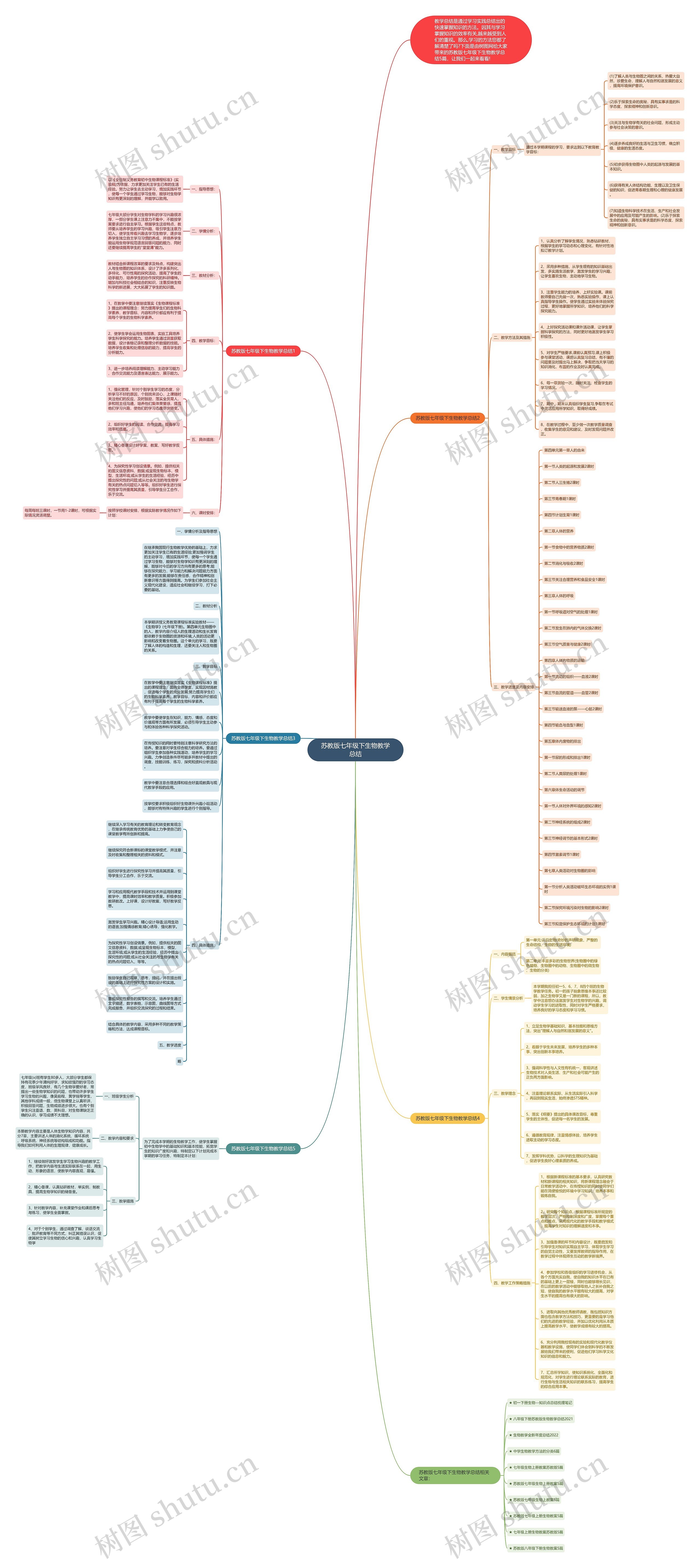 苏教版七年级下生物教学总结思维导图