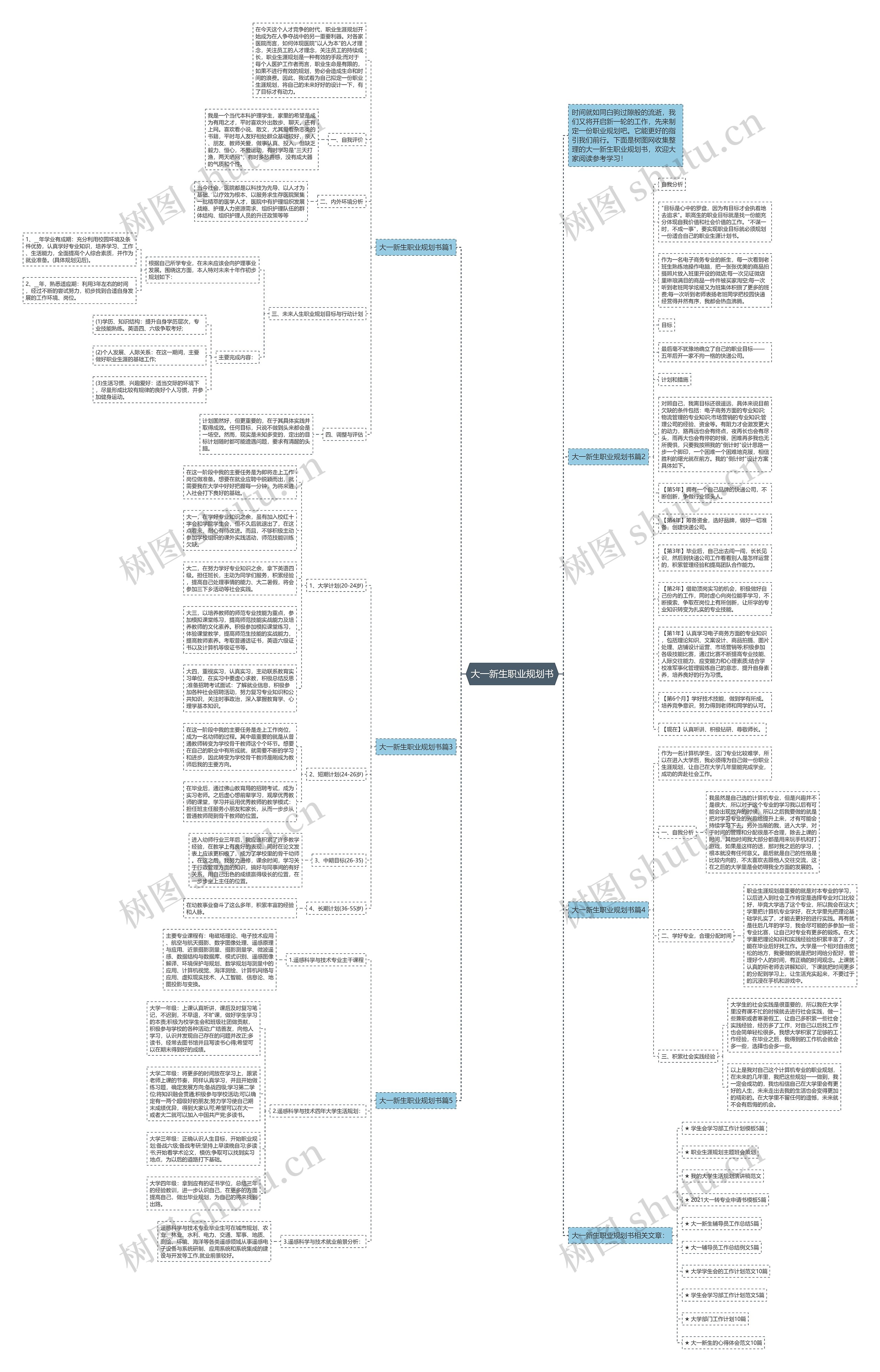 大一新生职业规划书思维导图