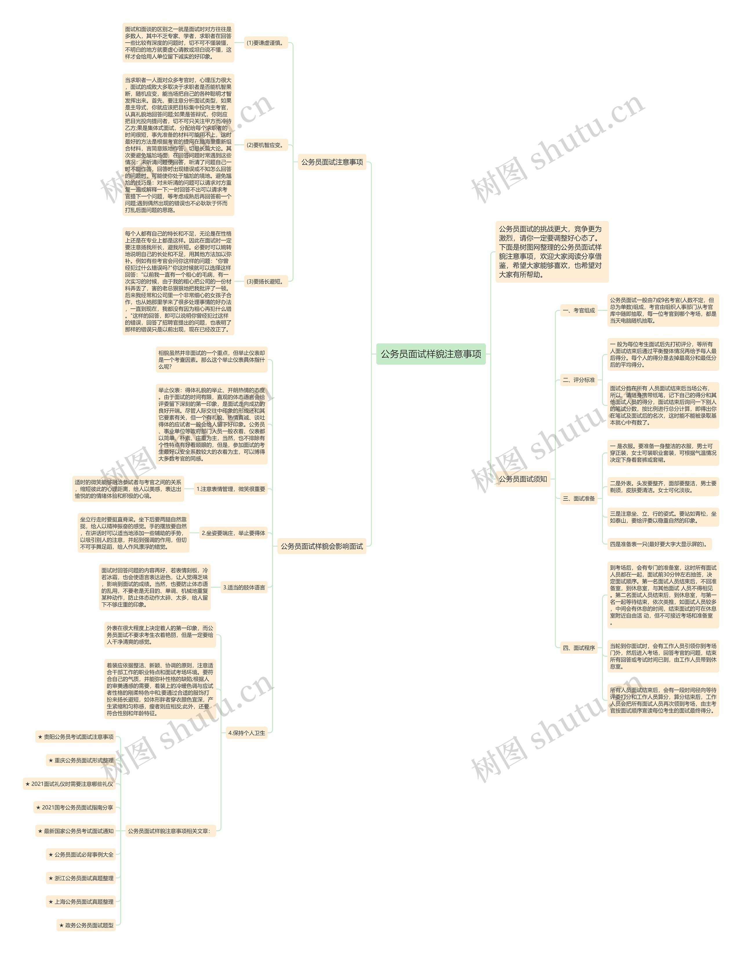 公务员面试样貌注意事项思维导图