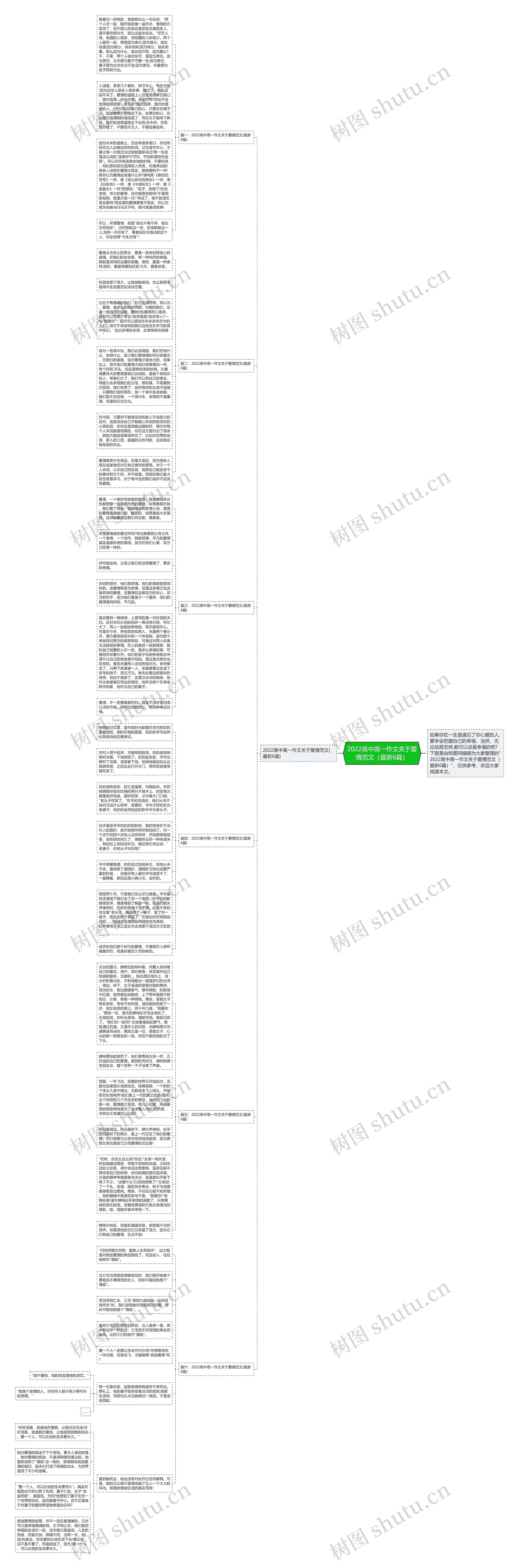 2022高中高一作文关于爱情范文（最新6篇）思维导图