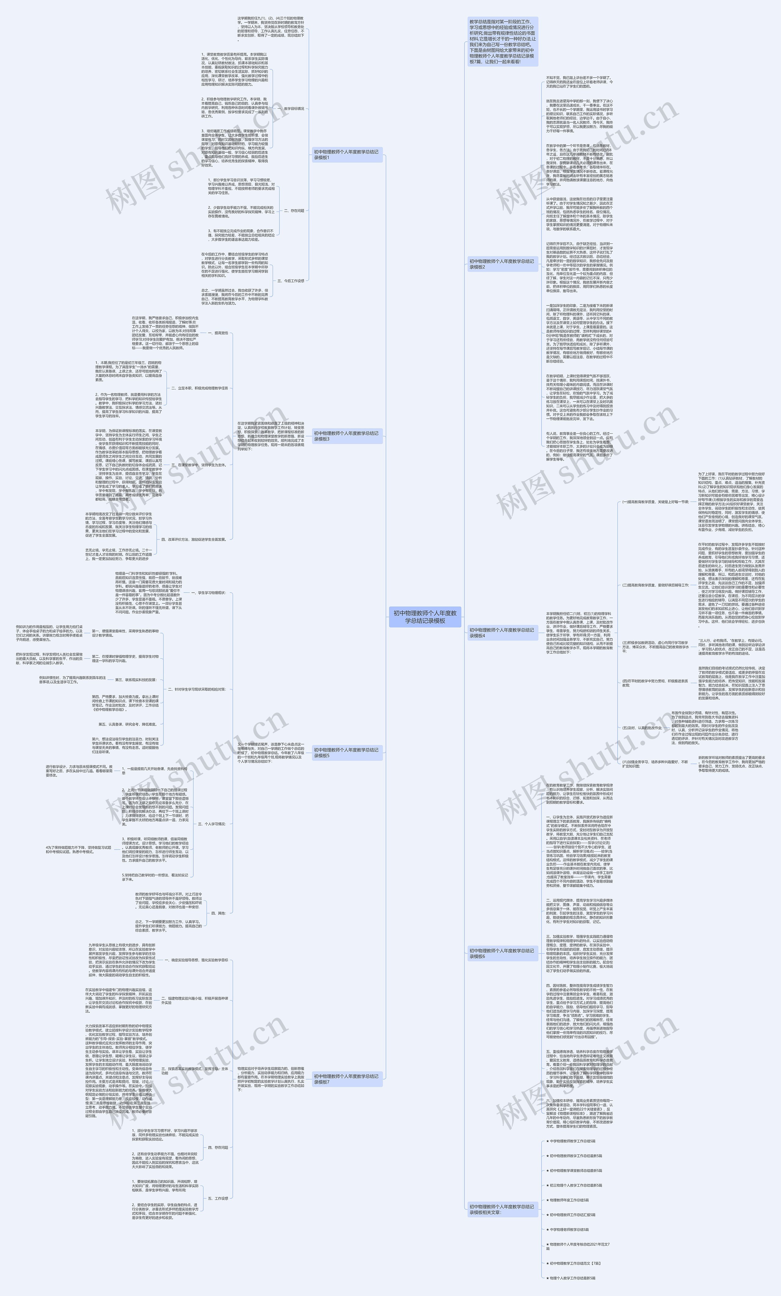 初中物理教师个人年度教学总结记录思维导图