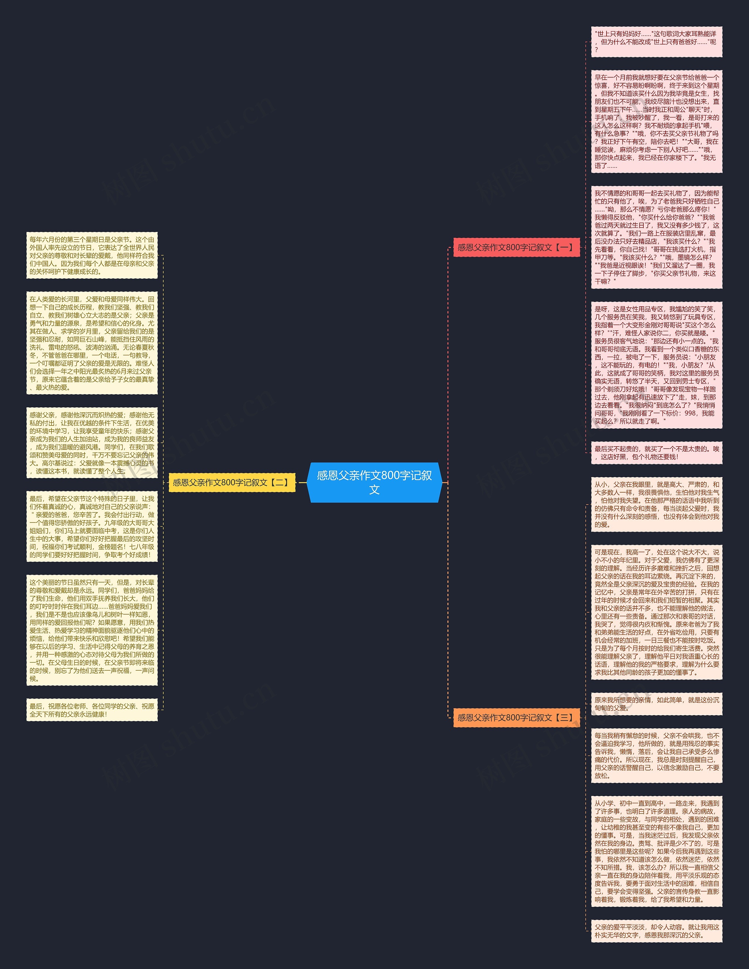 感恩父亲作文800字记叙文思维导图