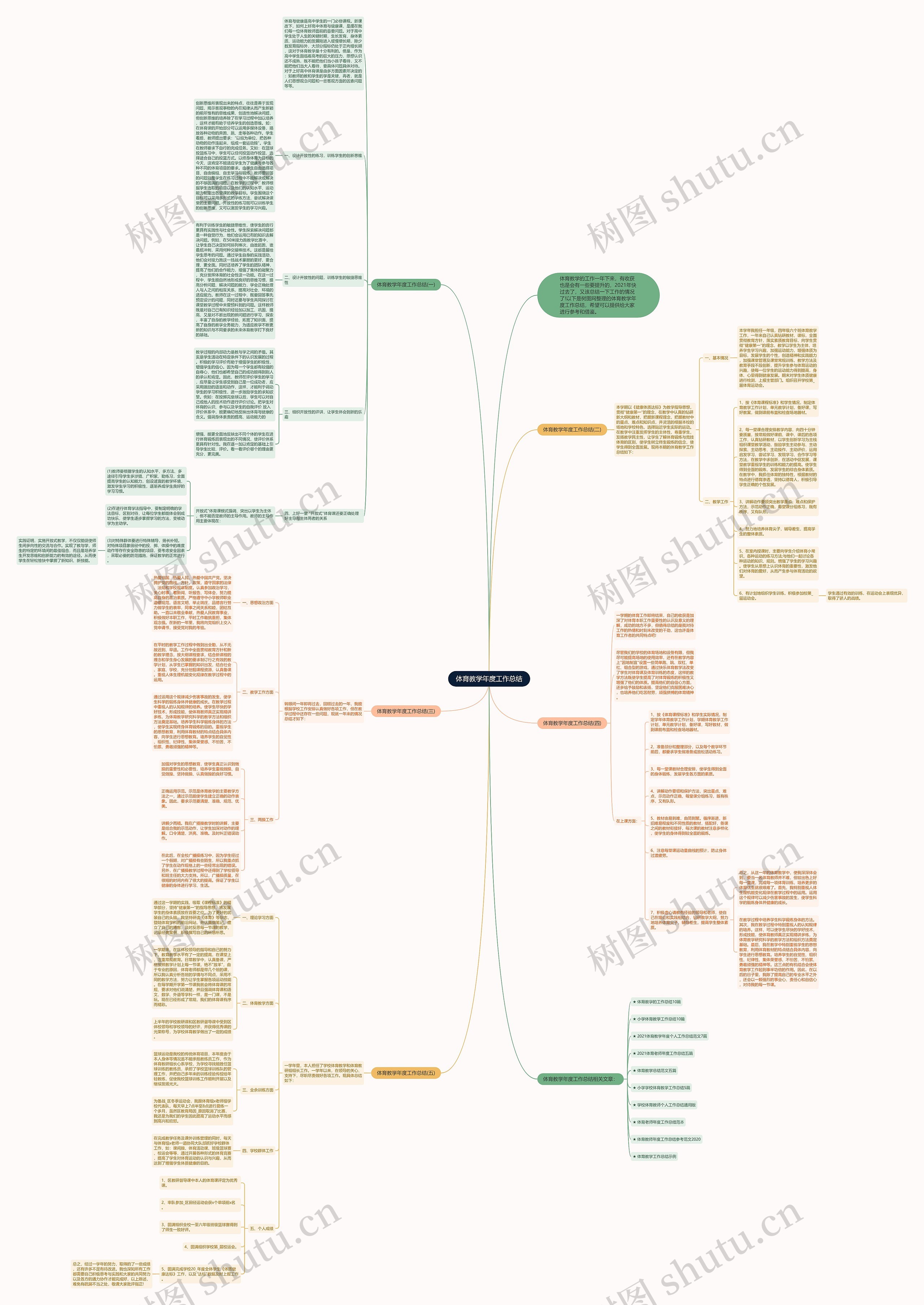 体育教学年度工作总结思维导图