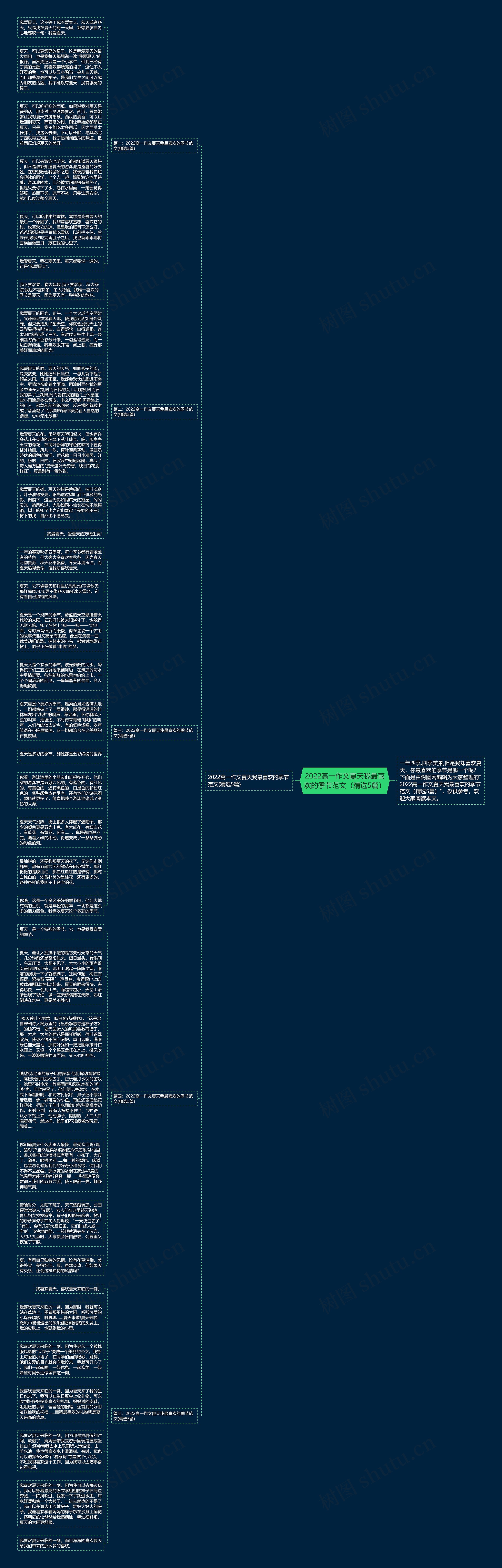 2022高一作文夏天我最喜欢的季节范文（精选5篇）思维导图