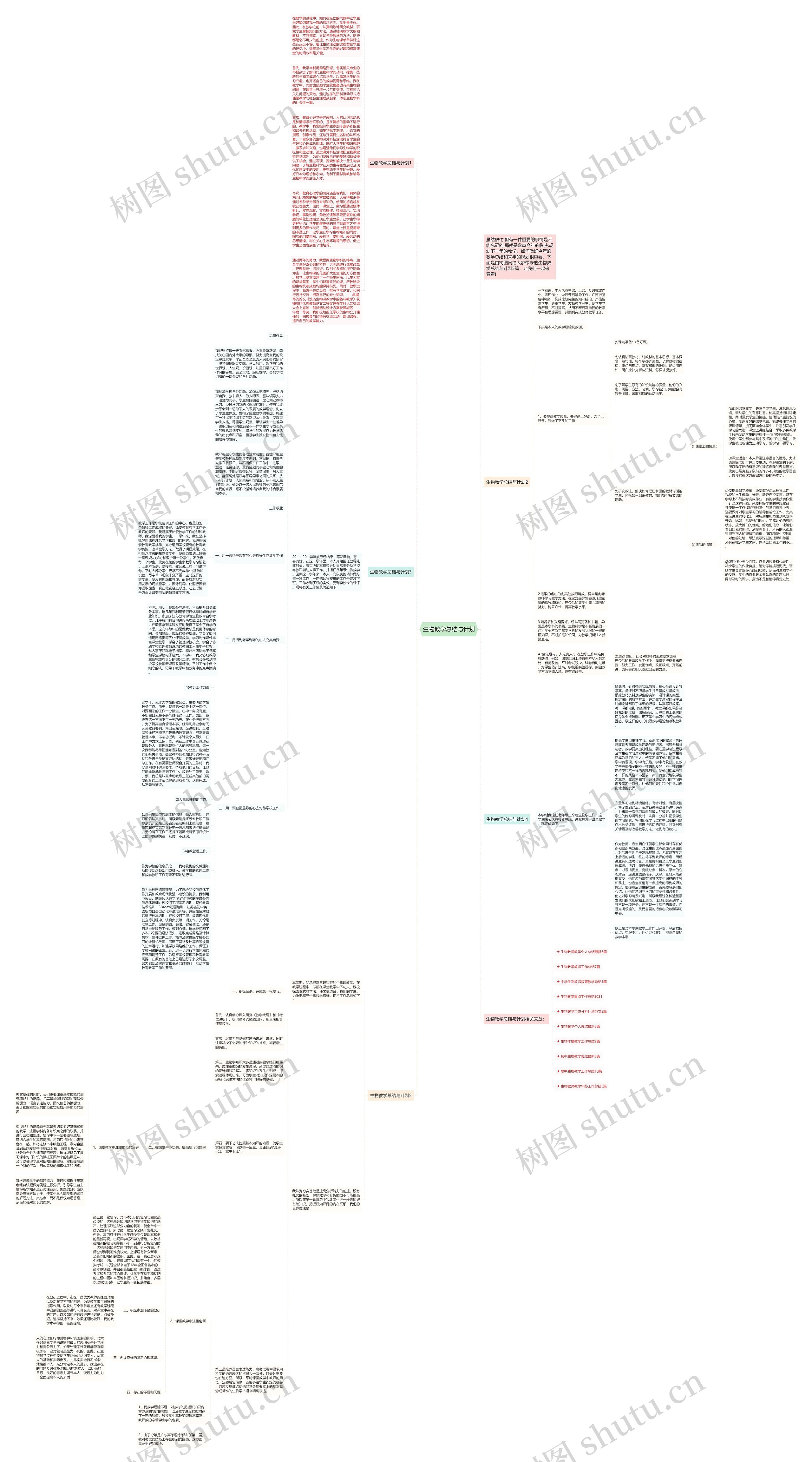 生物教学总结与计划思维导图