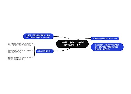 2017执业中药二：麻黄的常见考点有什么？