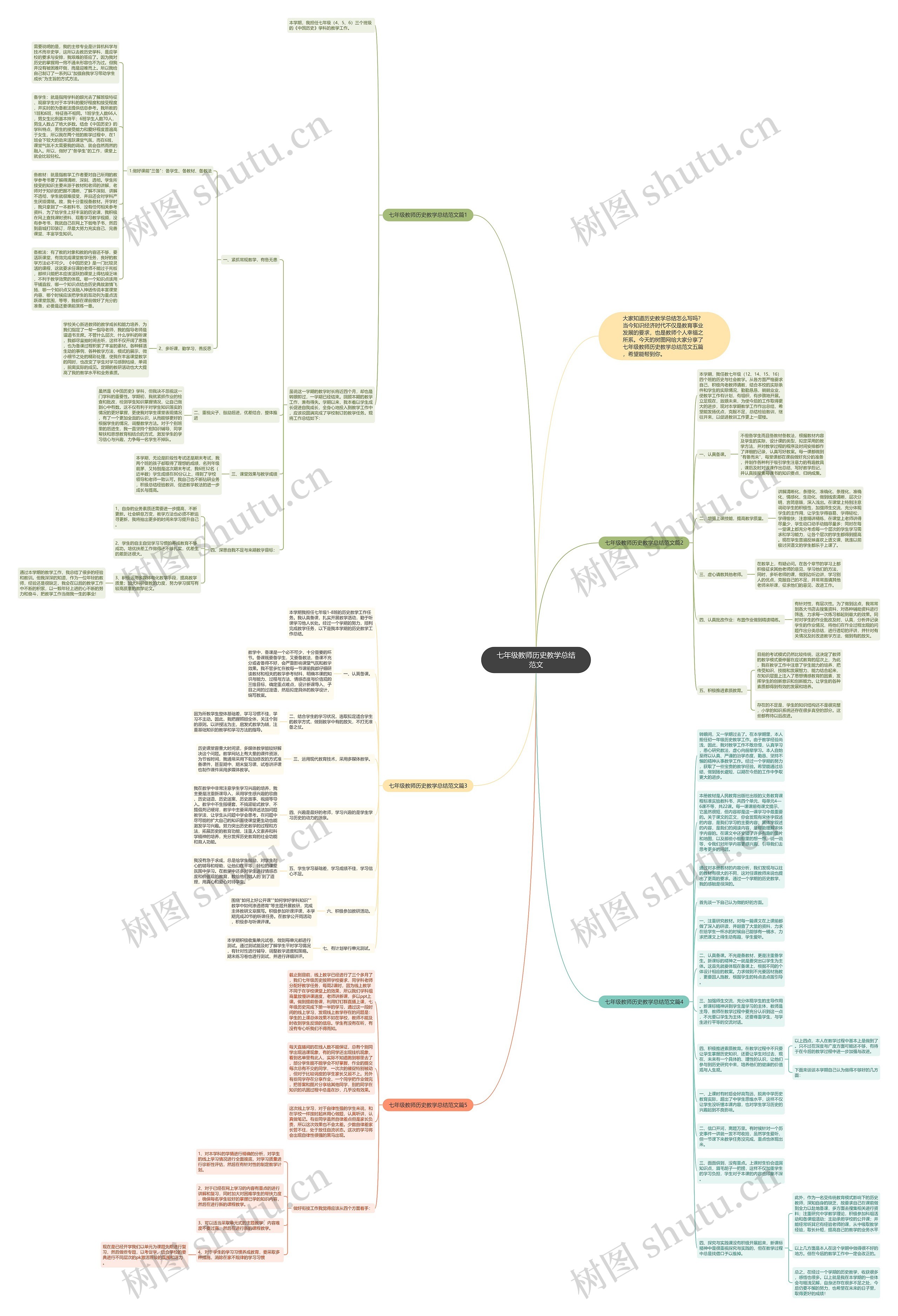 七年级教师历史教学总结范文思维导图