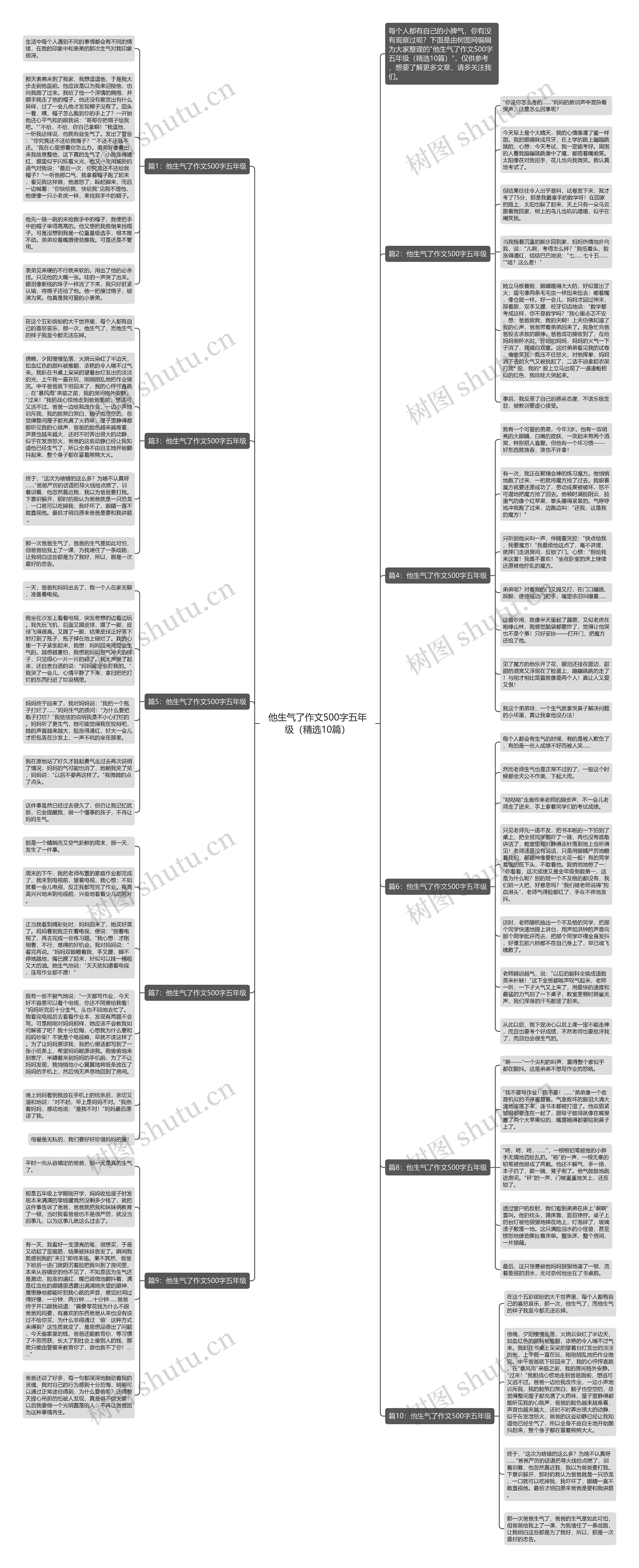 他生气了作文500字五年级（精选10篇）思维导图