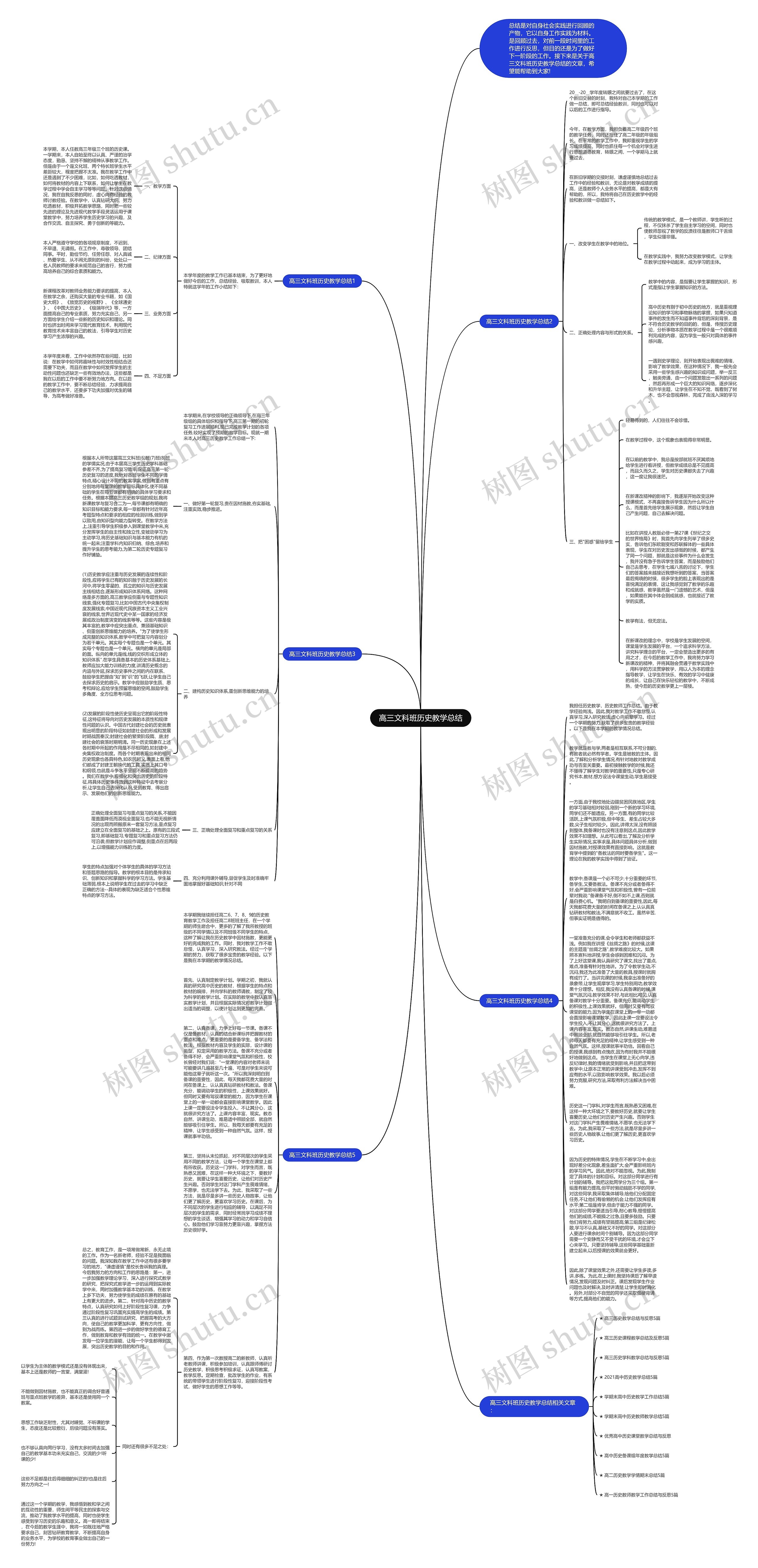 高三文科班历史教学总结思维导图