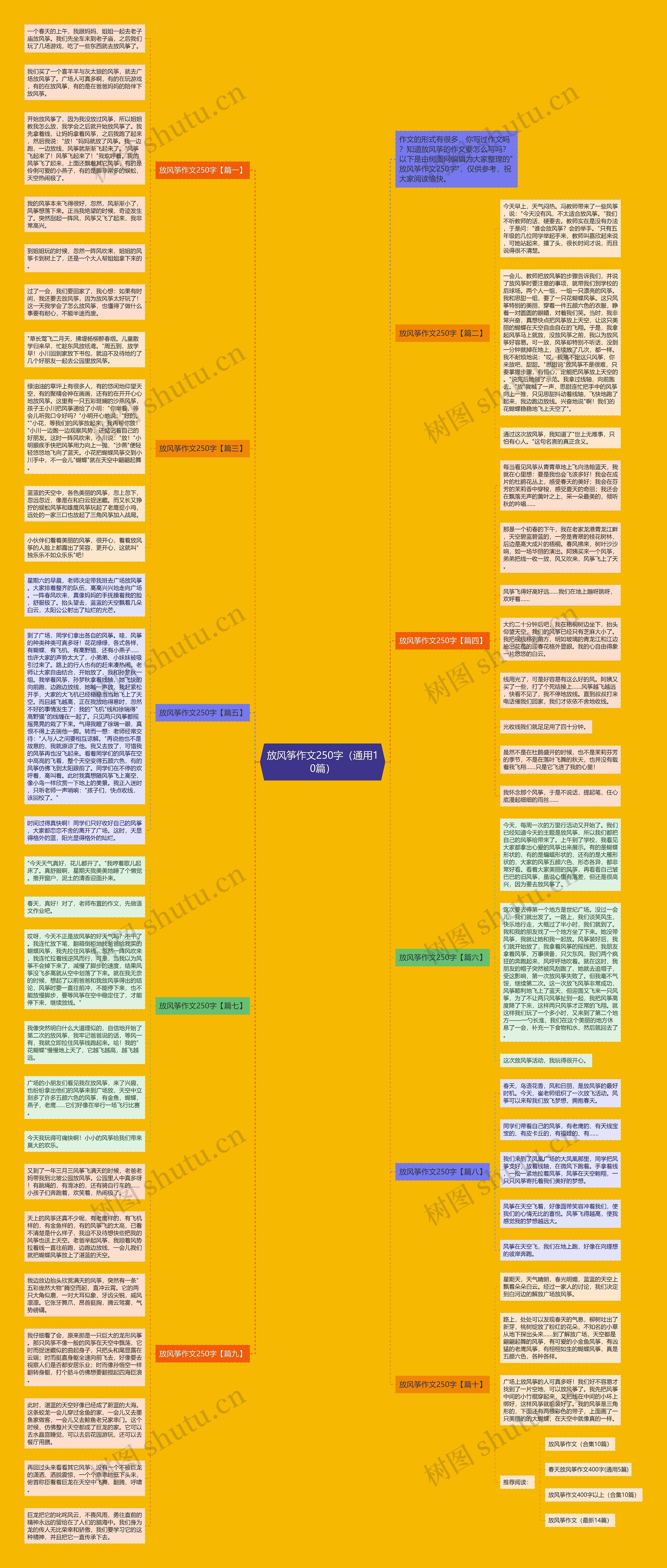 放风筝作文250字（通用10篇）思维导图