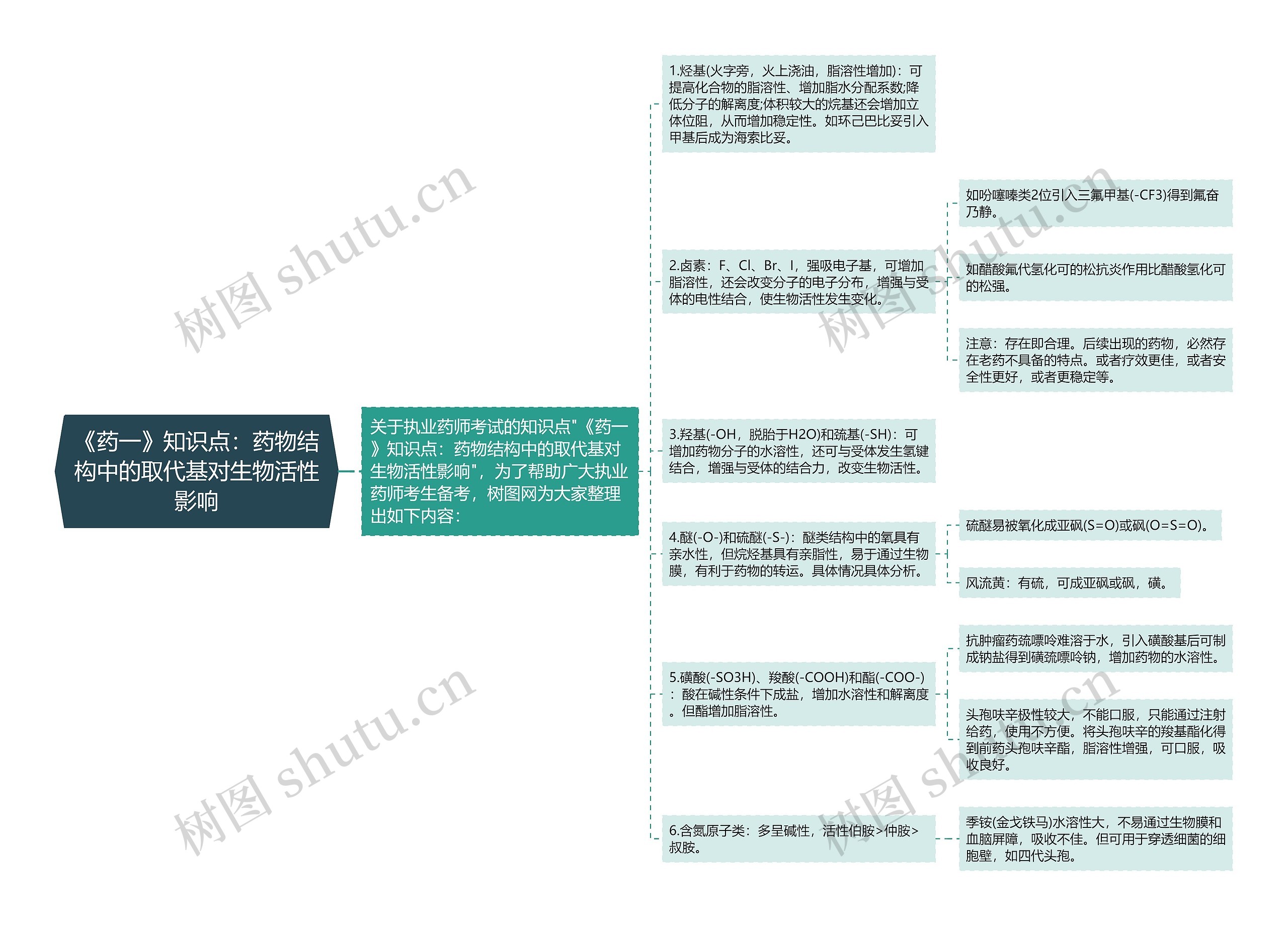 《药一》知识点：药物结构中的取代基对生物活性影响思维导图