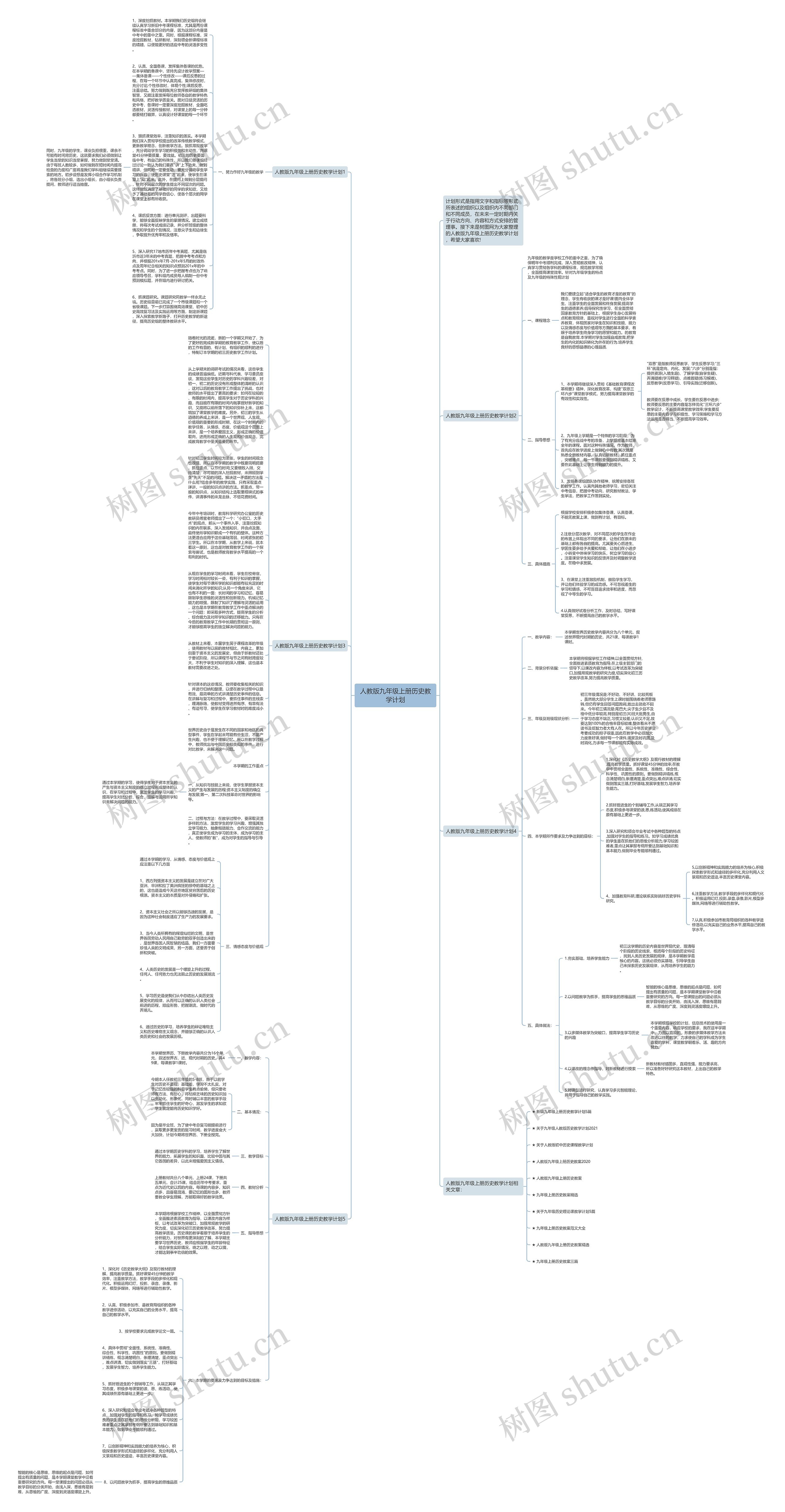 人教版九年级上册历史教学计划思维导图