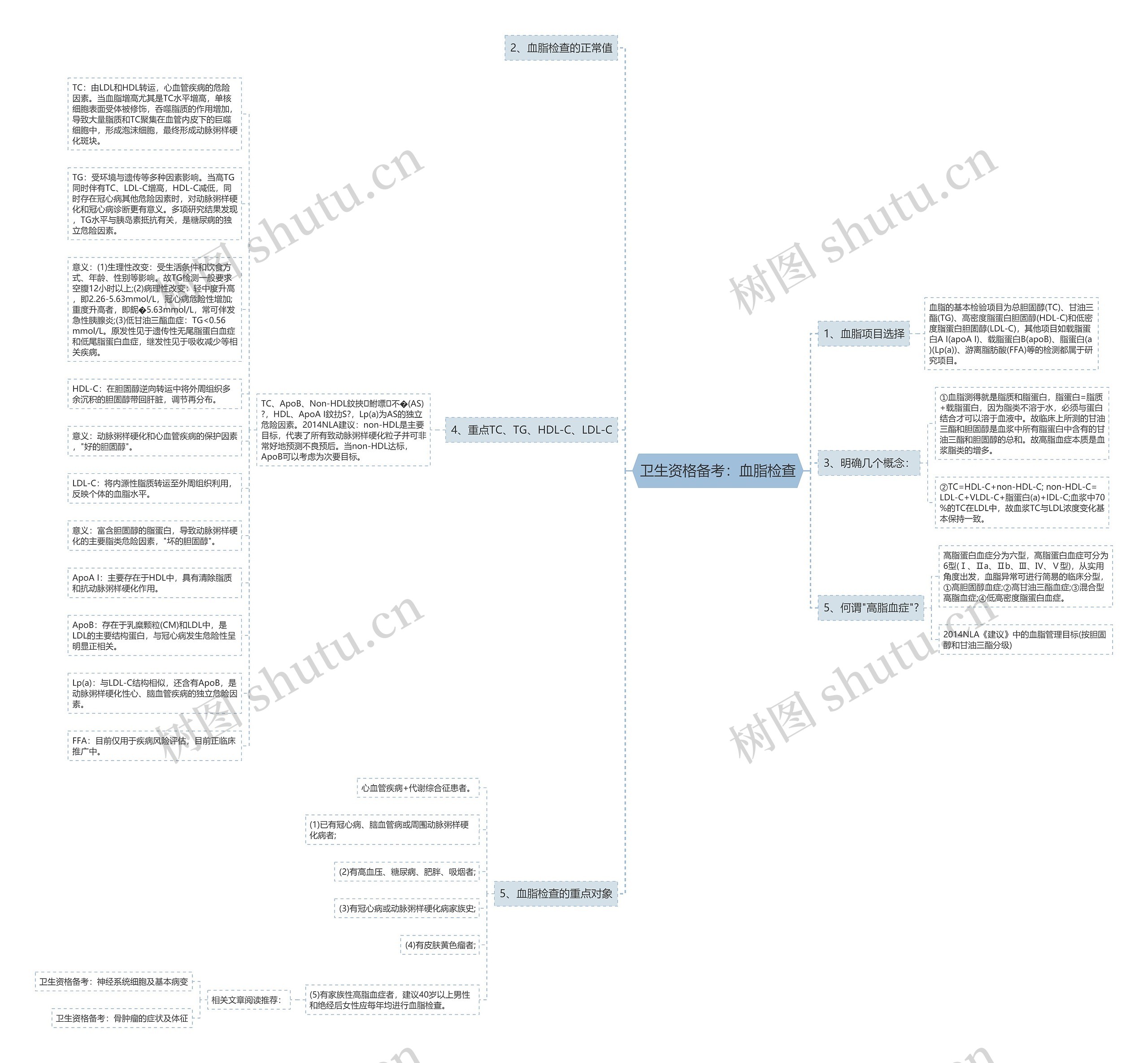 卫生资格备考：血脂检查思维导图