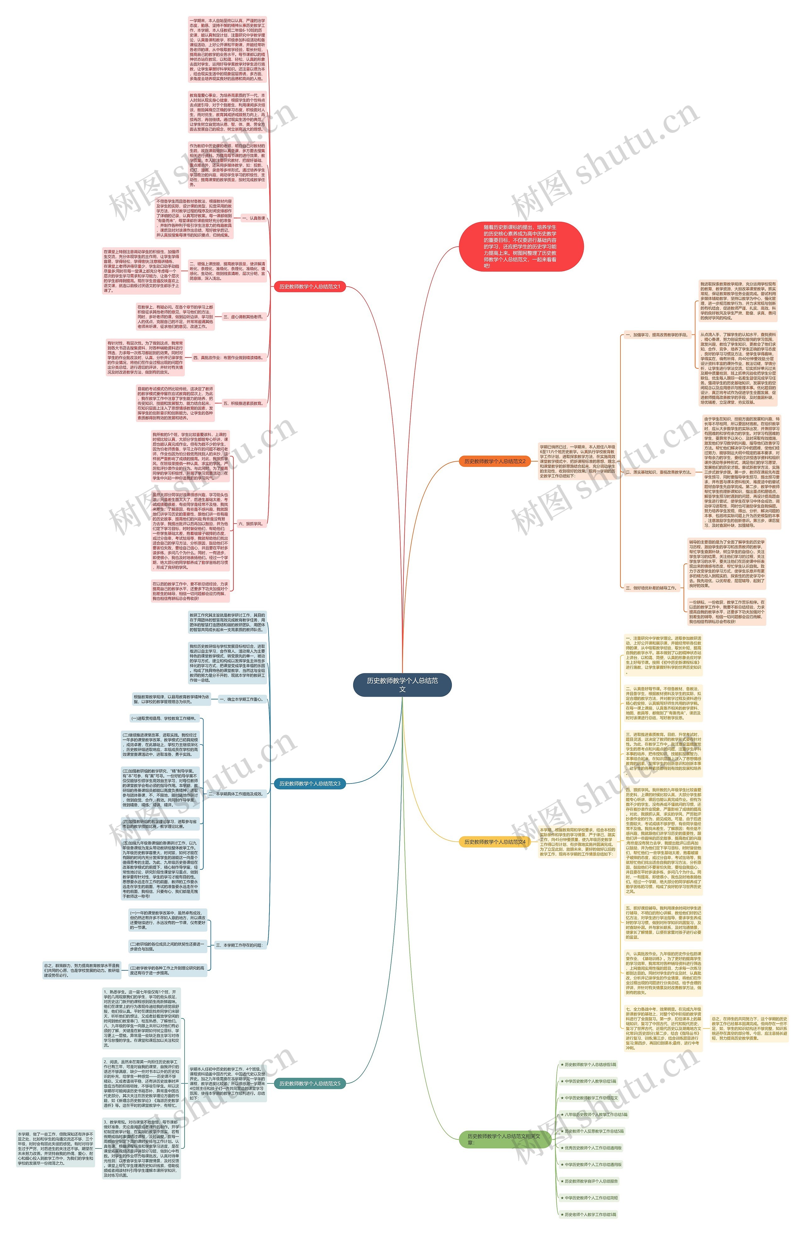 历史教师教学个人总结范文思维导图