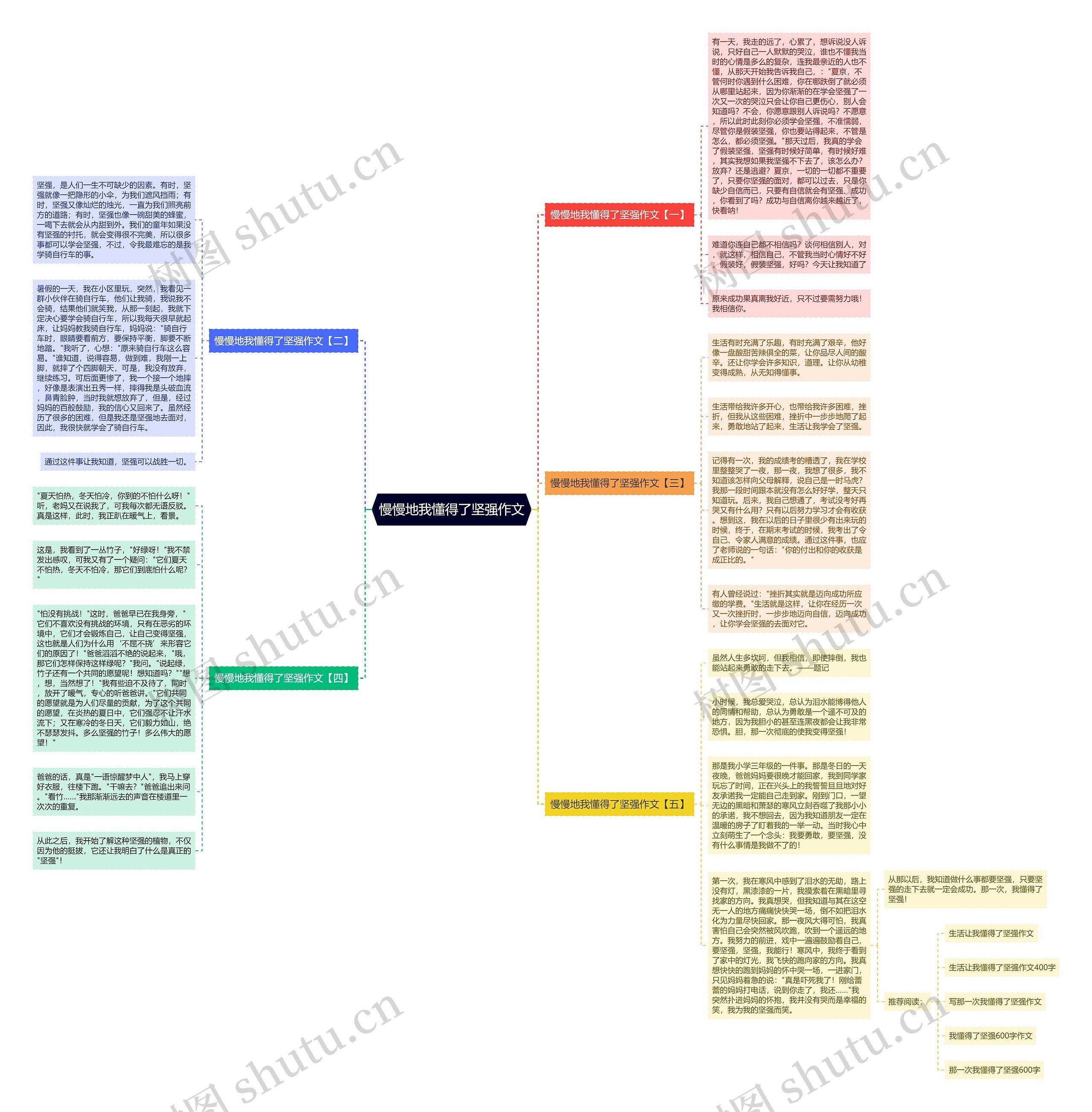 慢慢地我懂得了坚强作文思维导图