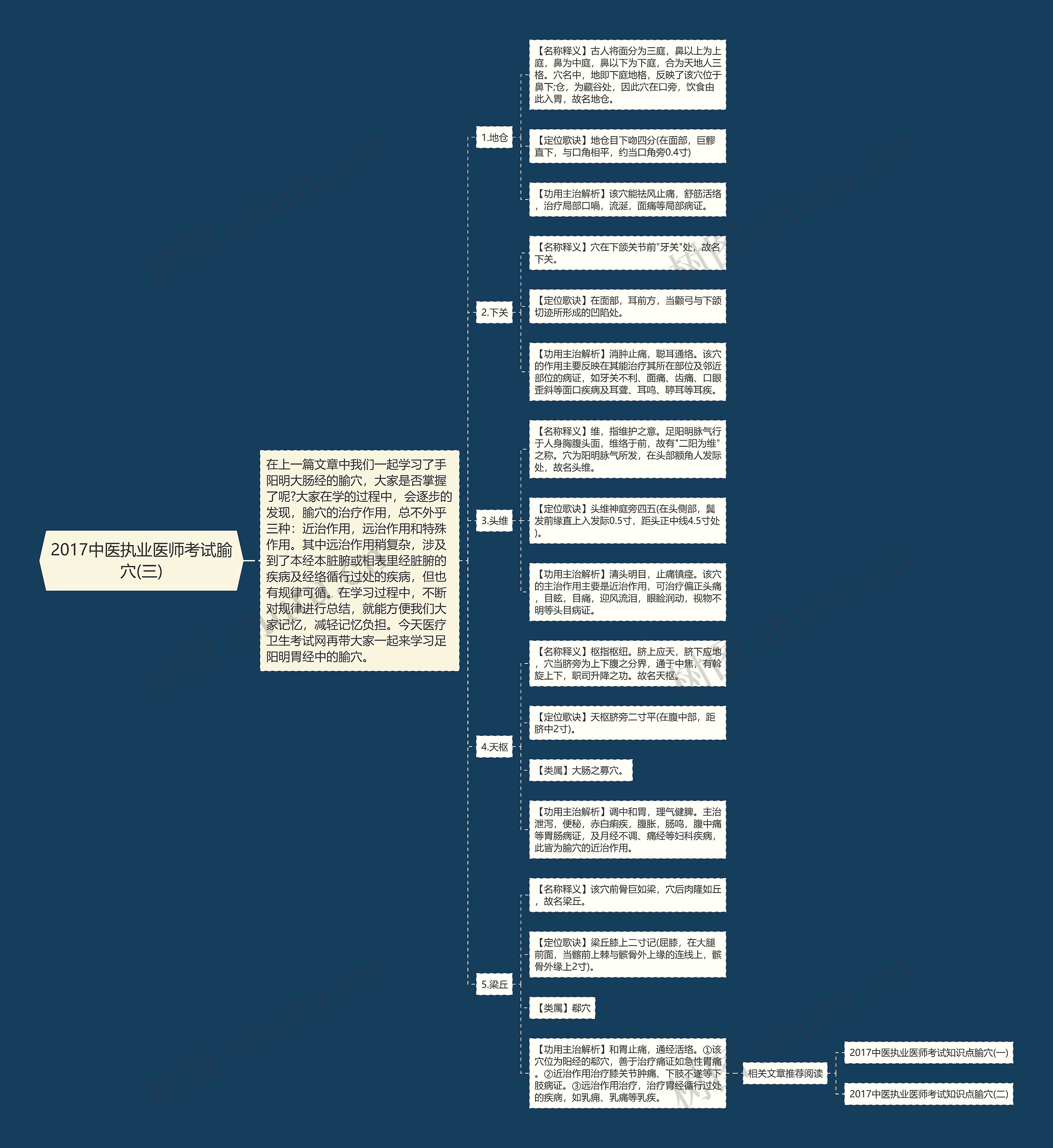 2017中医执业医师考试腧穴(三)思维导图
