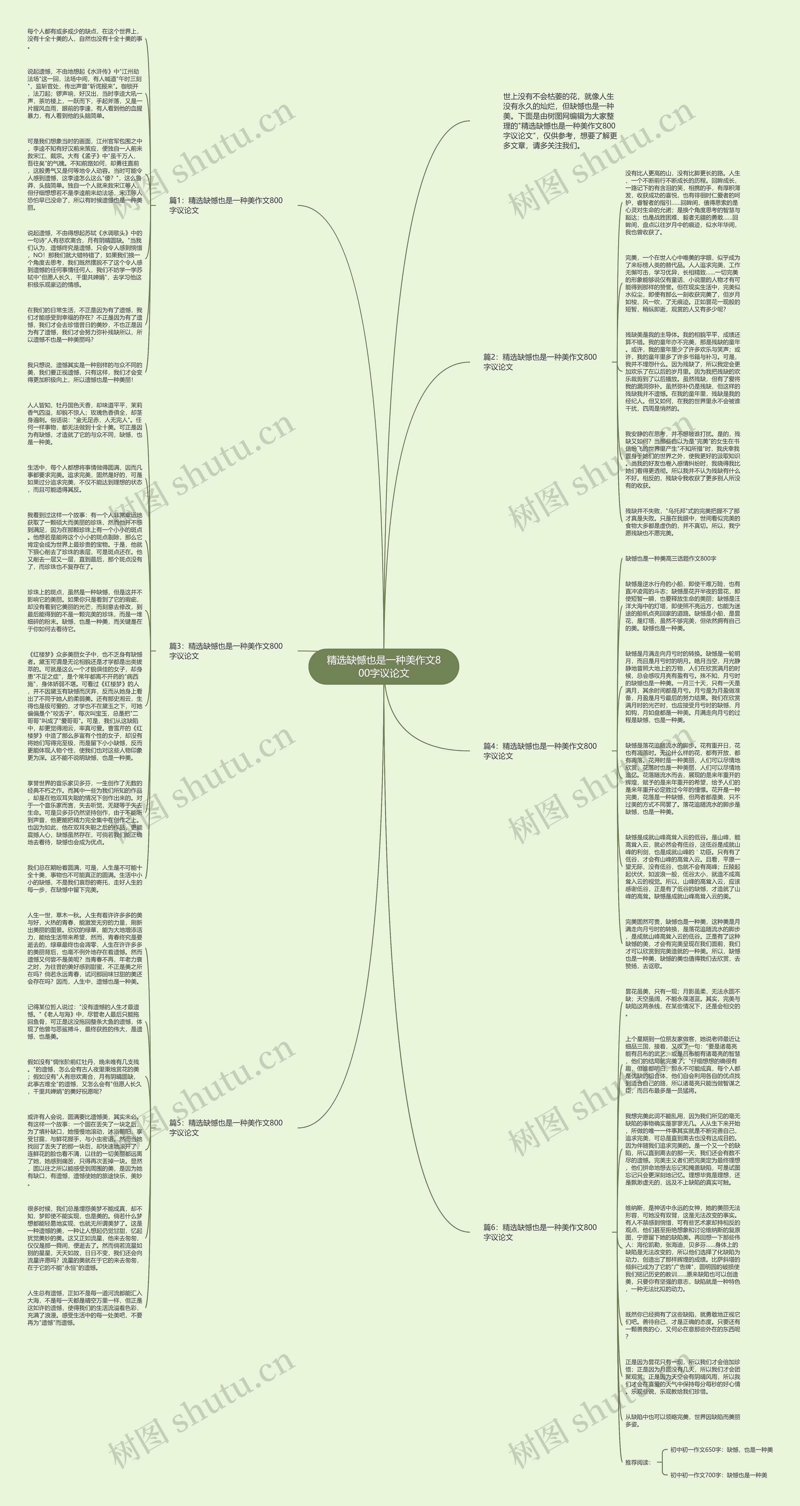 精选缺憾也是一种美作文800字议论文思维导图