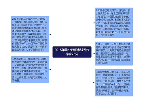 2015年执业药师考试五步稳拿76分