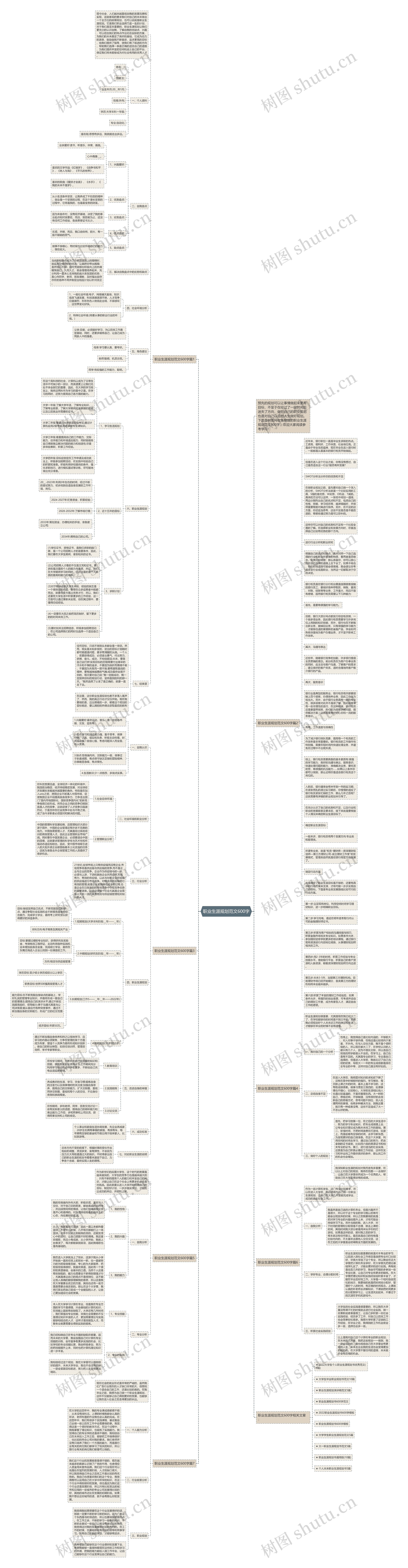职业生涯规划范文600字思维导图