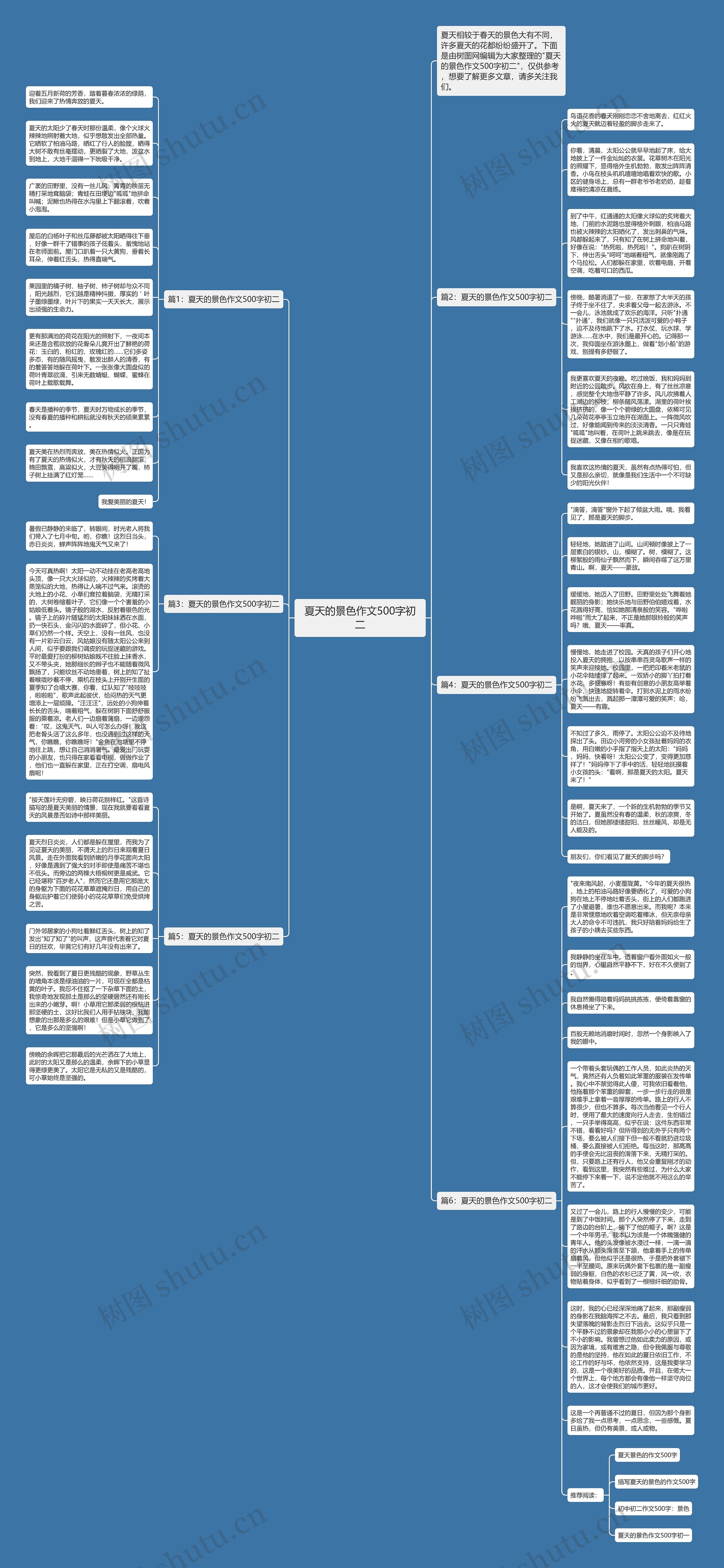 夏天的景色作文500字初二思维导图