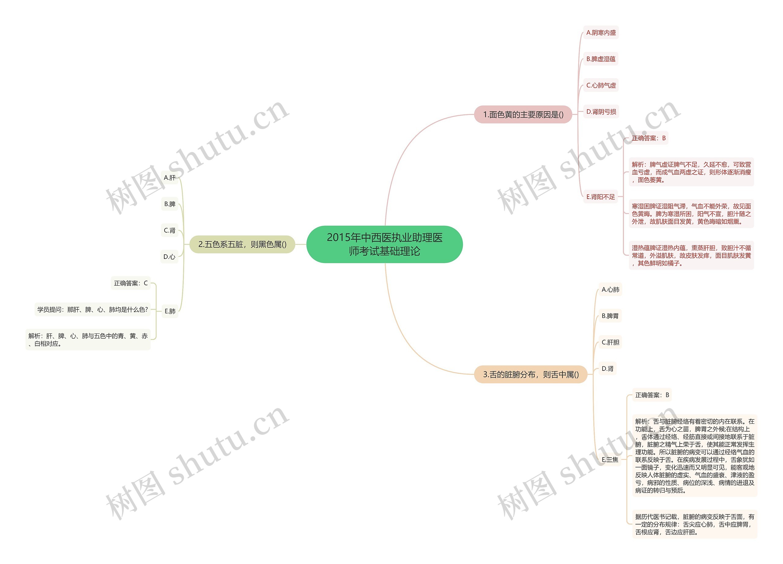 2015年中西医执业助理医师考试基础理论思维导图