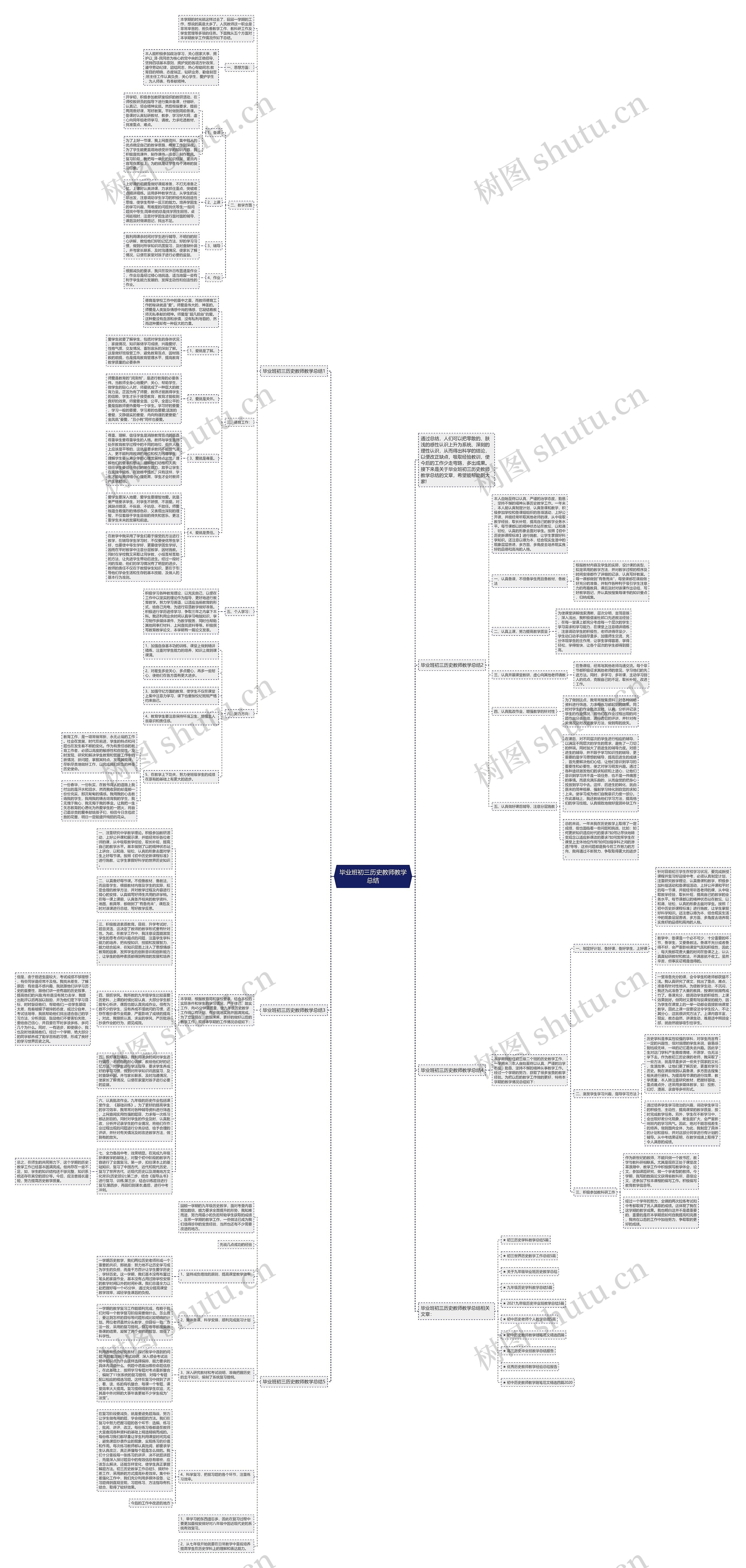 毕业班初三历史教师教学总结思维导图