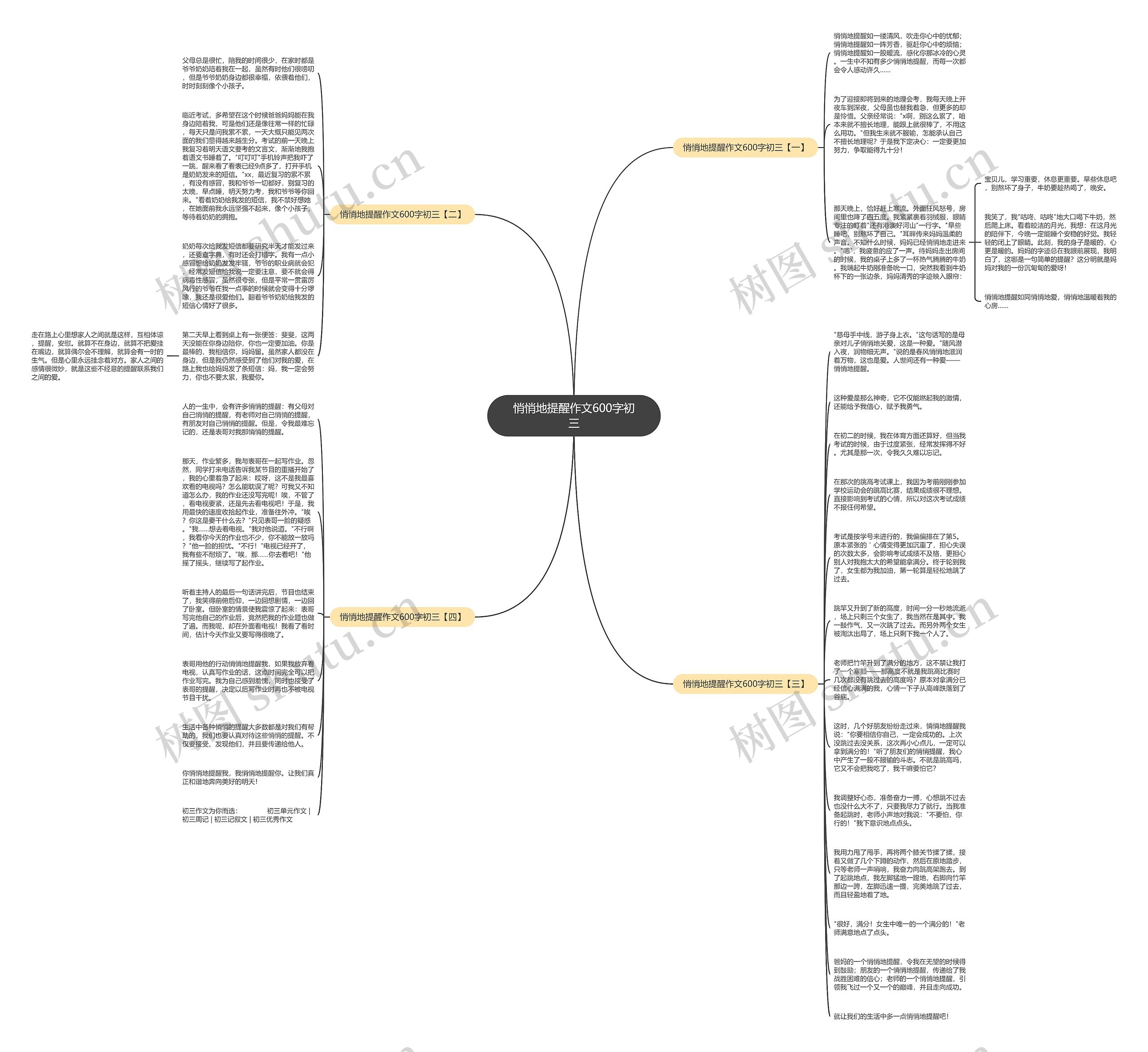 悄悄地提醒作文600字初三思维导图