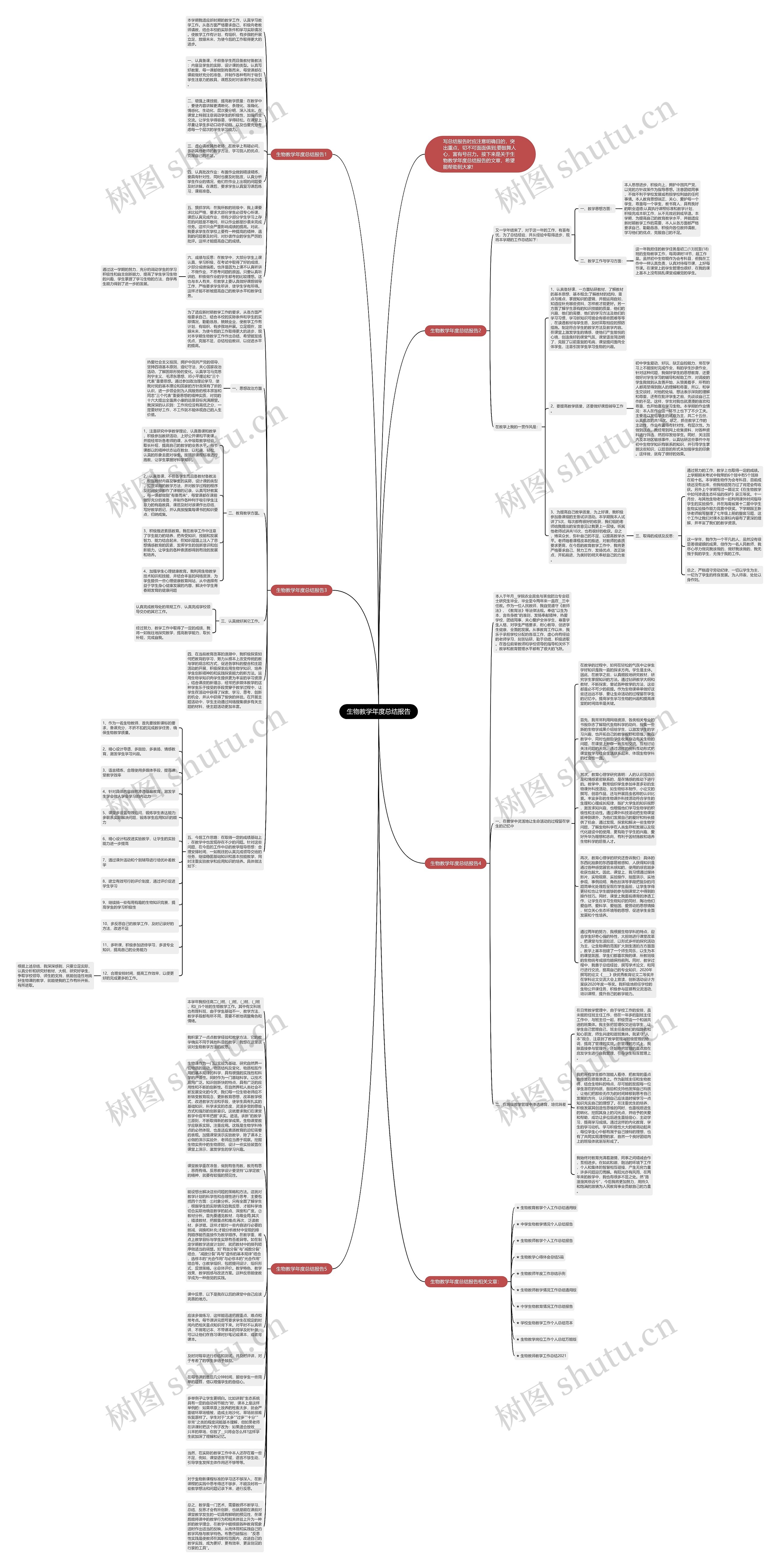 生物教学年度总结报告思维导图