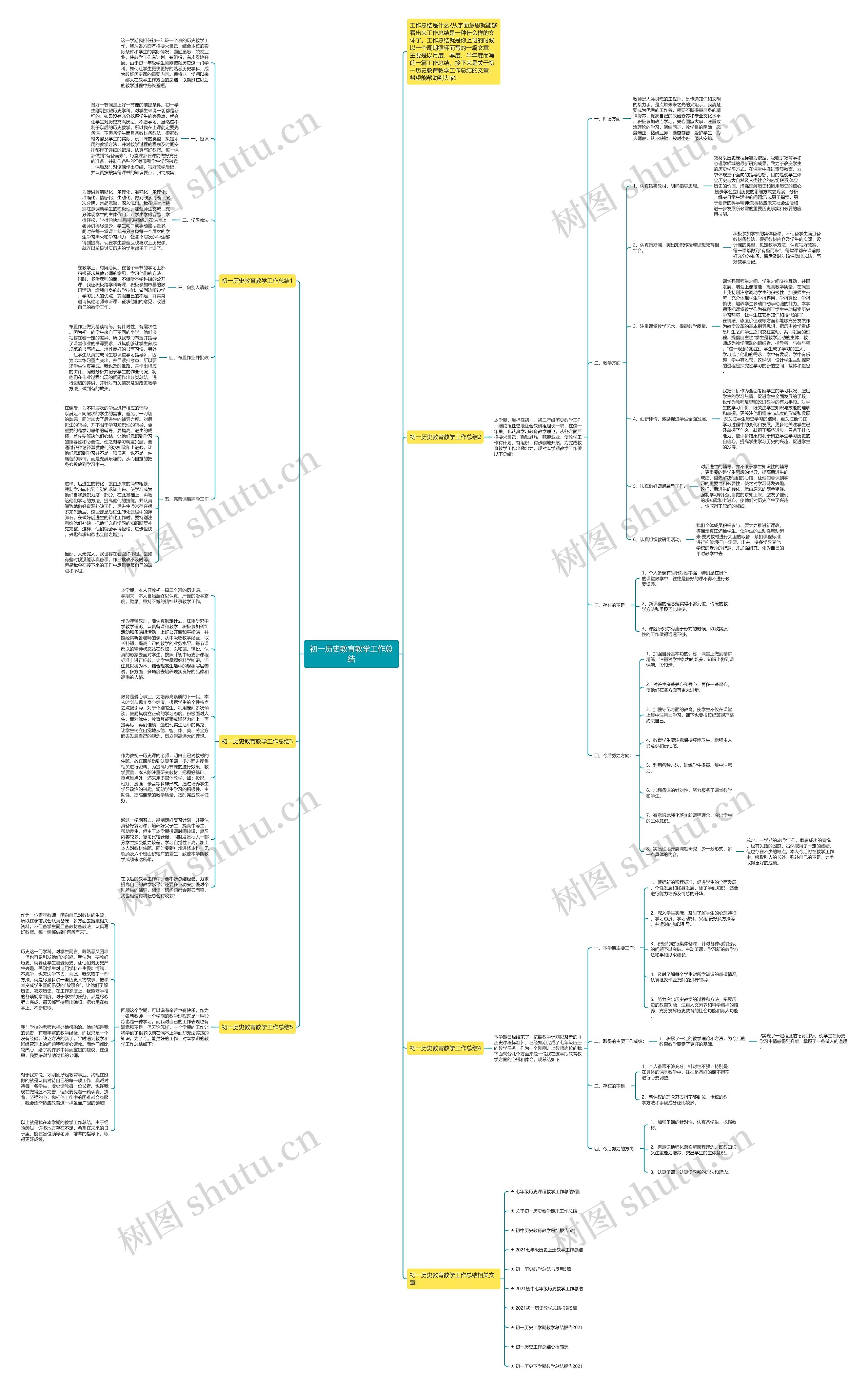 初一历史教育教学工作总结思维导图