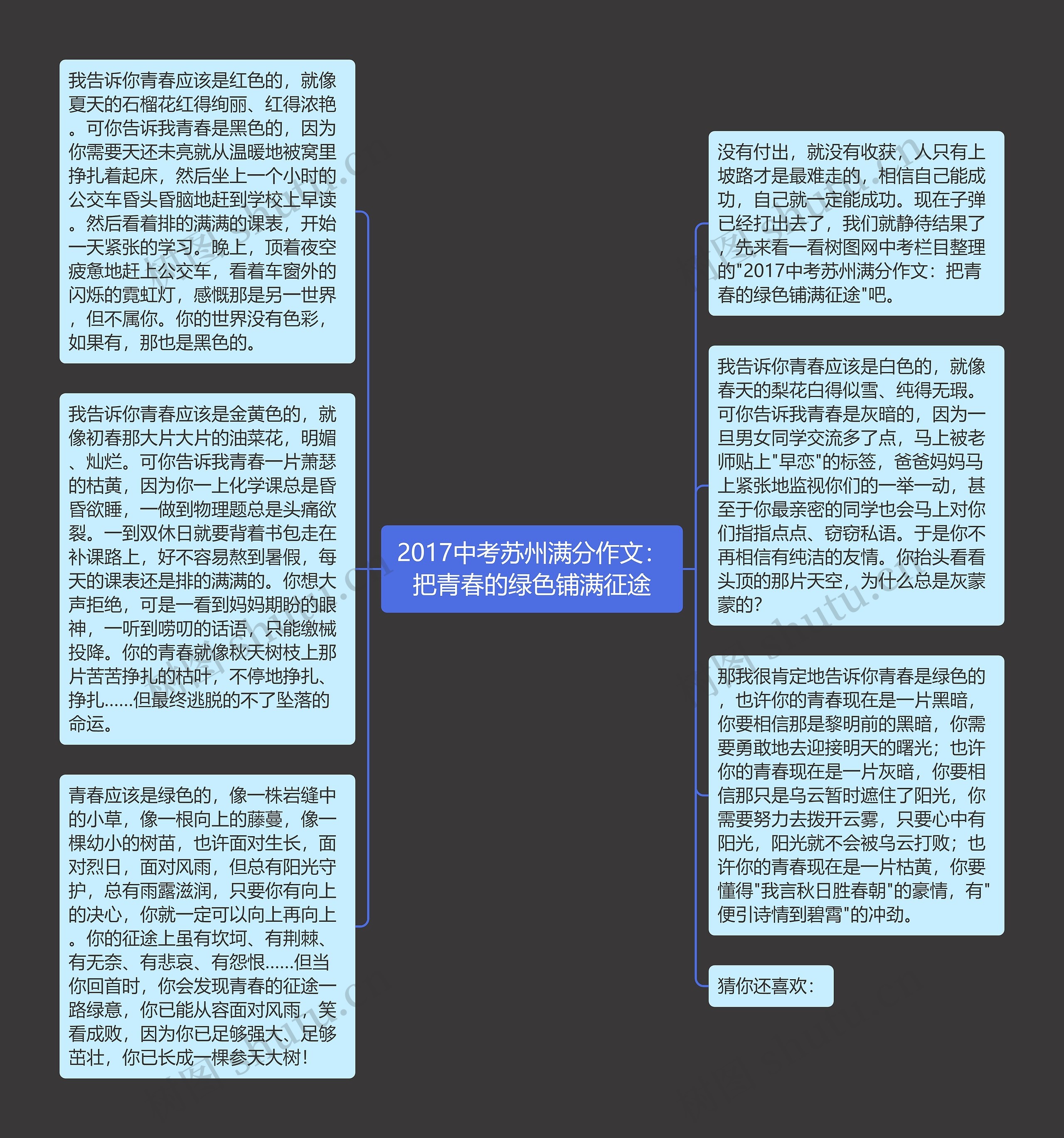 2017中考苏州满分作文：把青春的绿色铺满征途思维导图