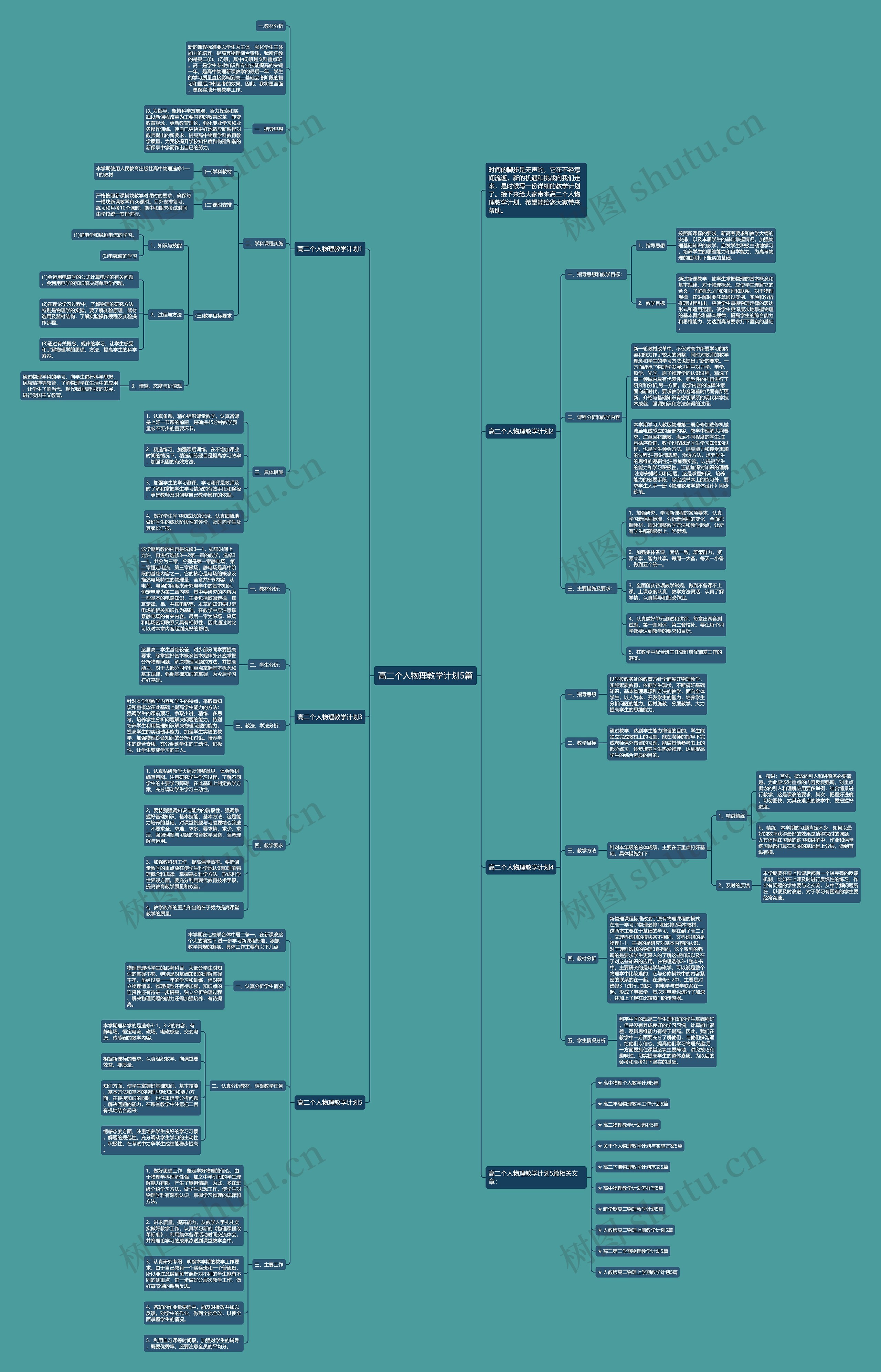 高二个人物理教学计划5篇思维导图
