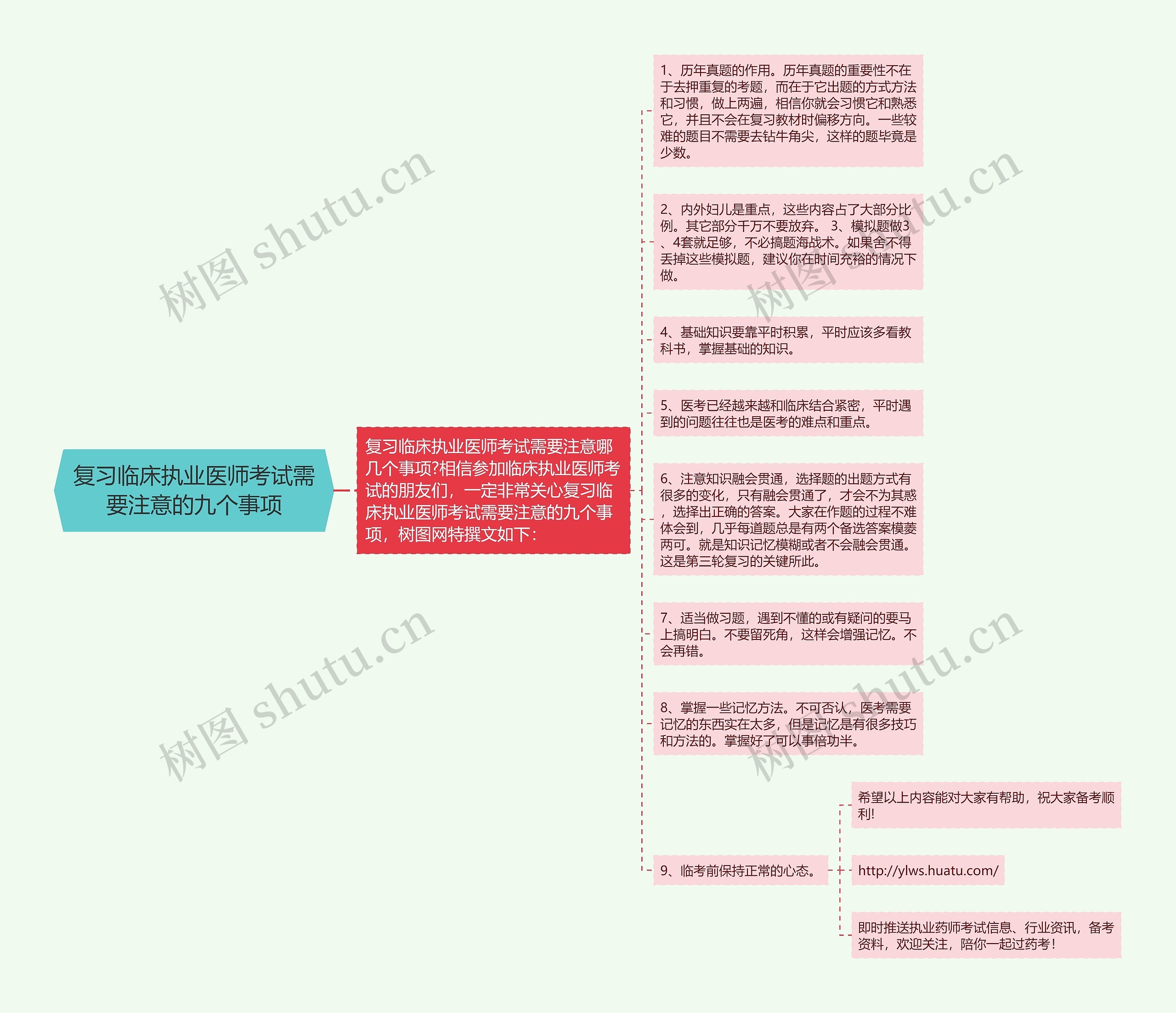 复习临床执业医师考试需要注意的九个事项思维导图