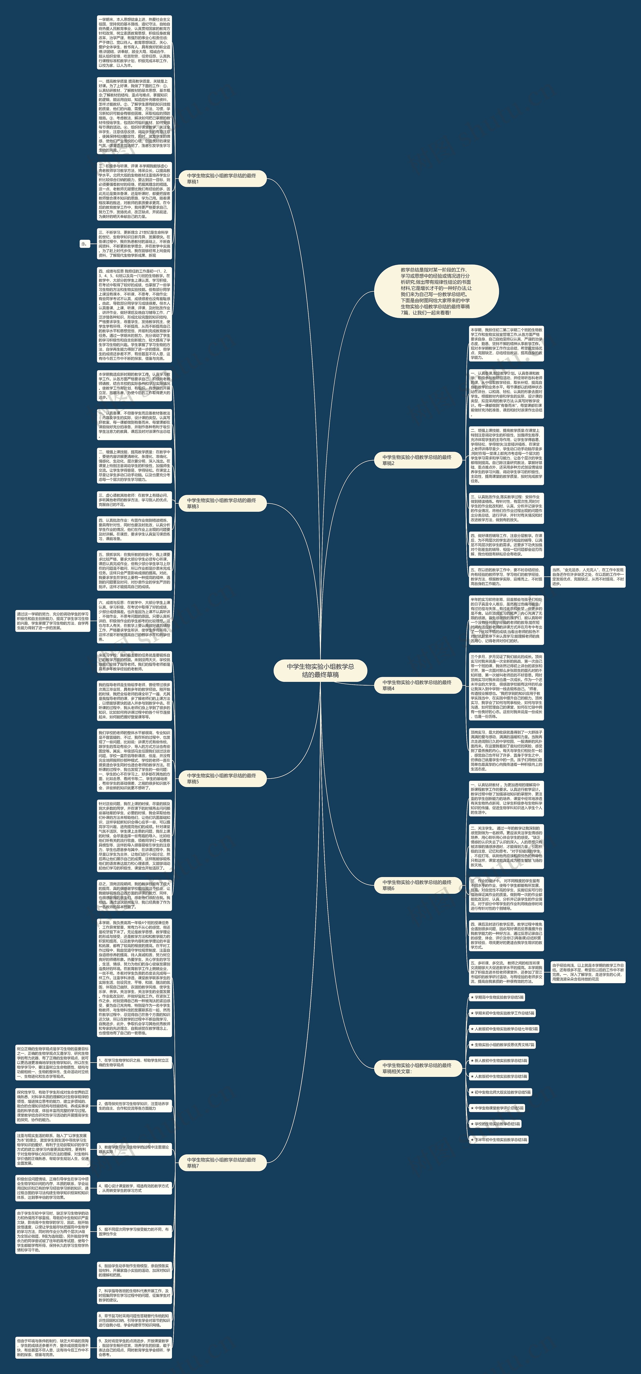 中学生物实验小组教学总结的最终草稿思维导图