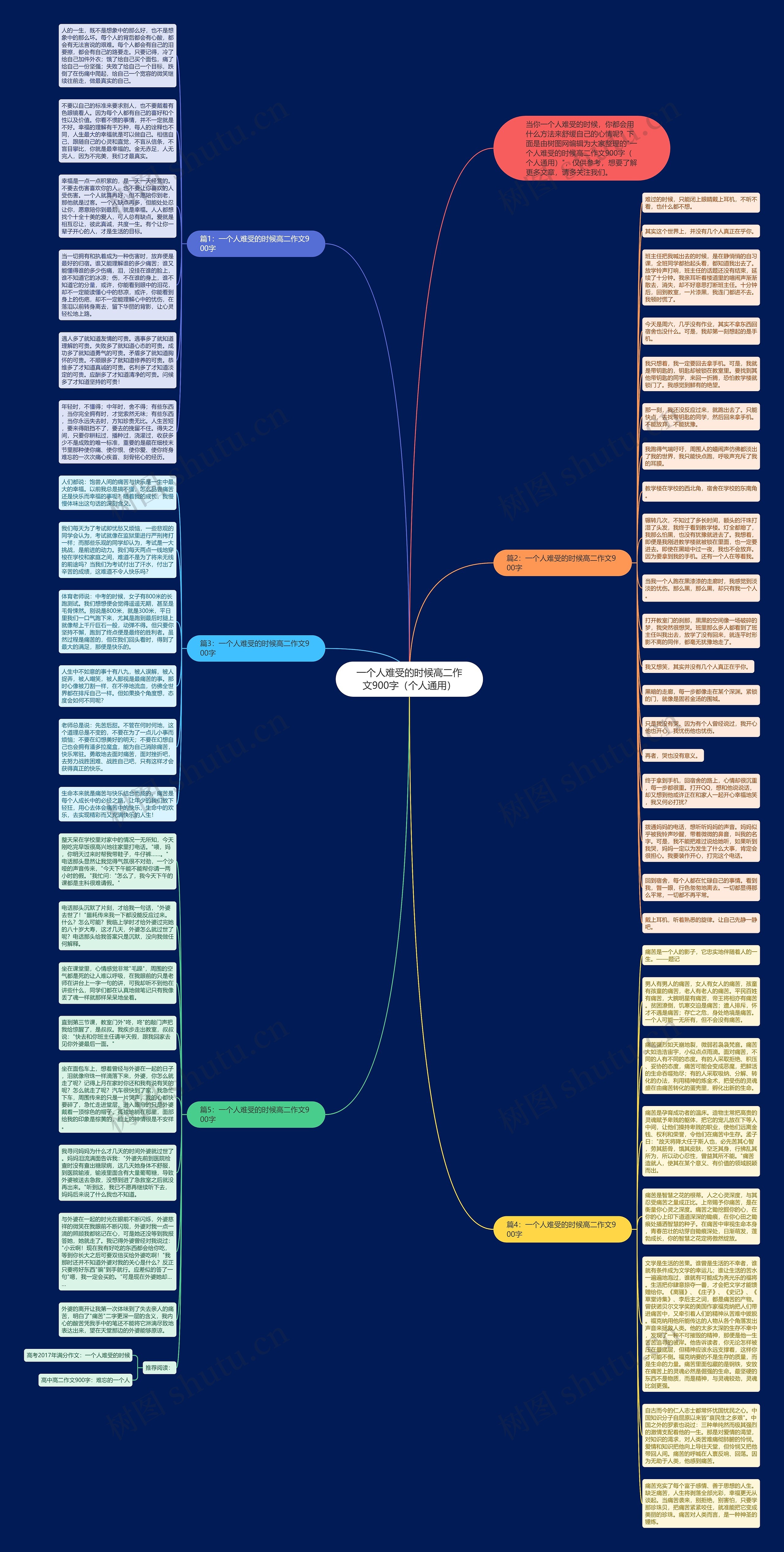 一个人难受的时候高二作文900字（个人通用）思维导图