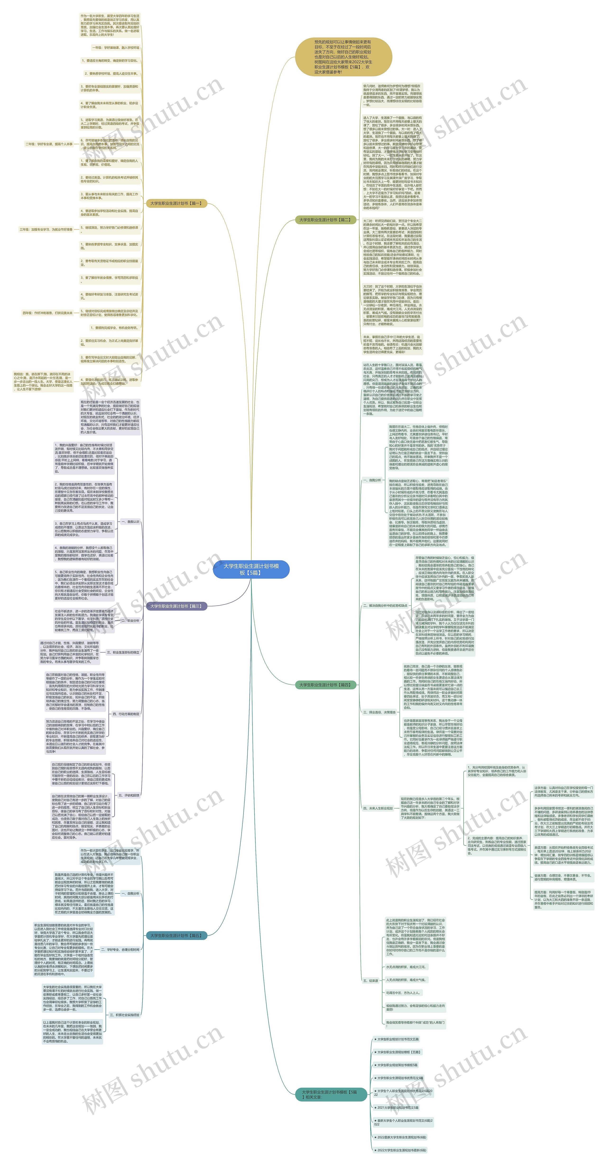 大学生职业生涯计划书【5篇】思维导图