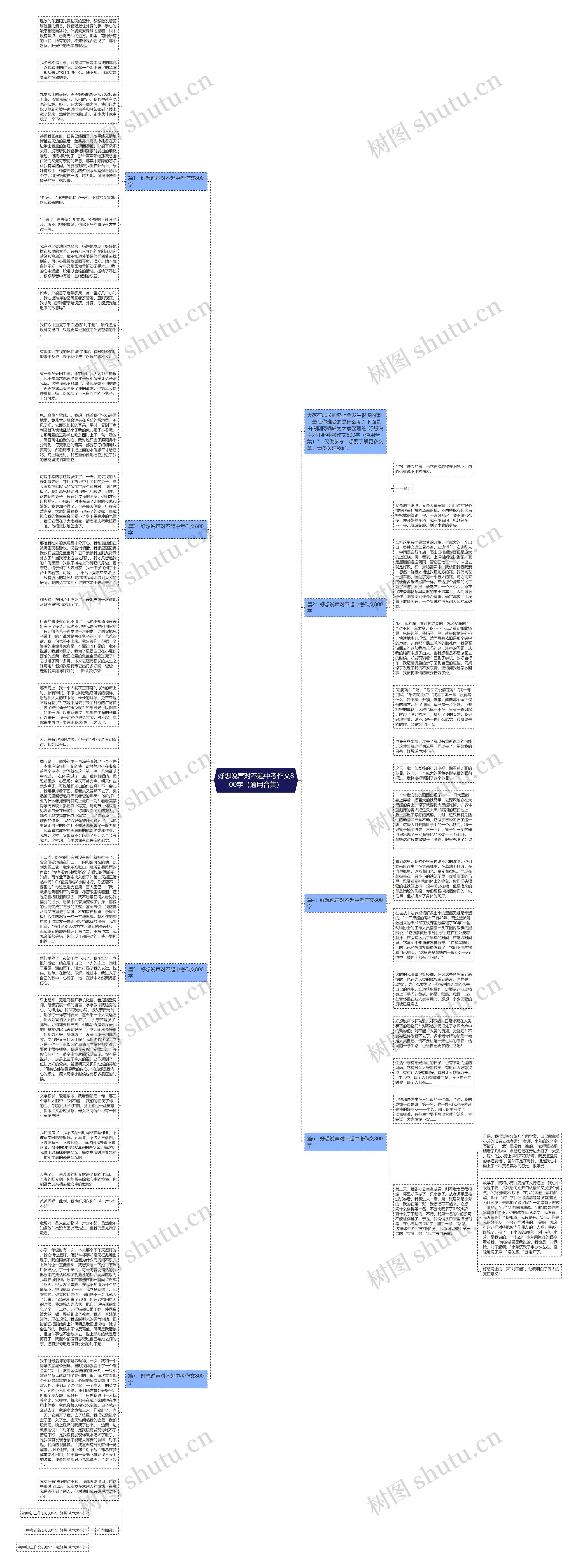 好想说声对不起中考作文800字（通用合集）思维导图
