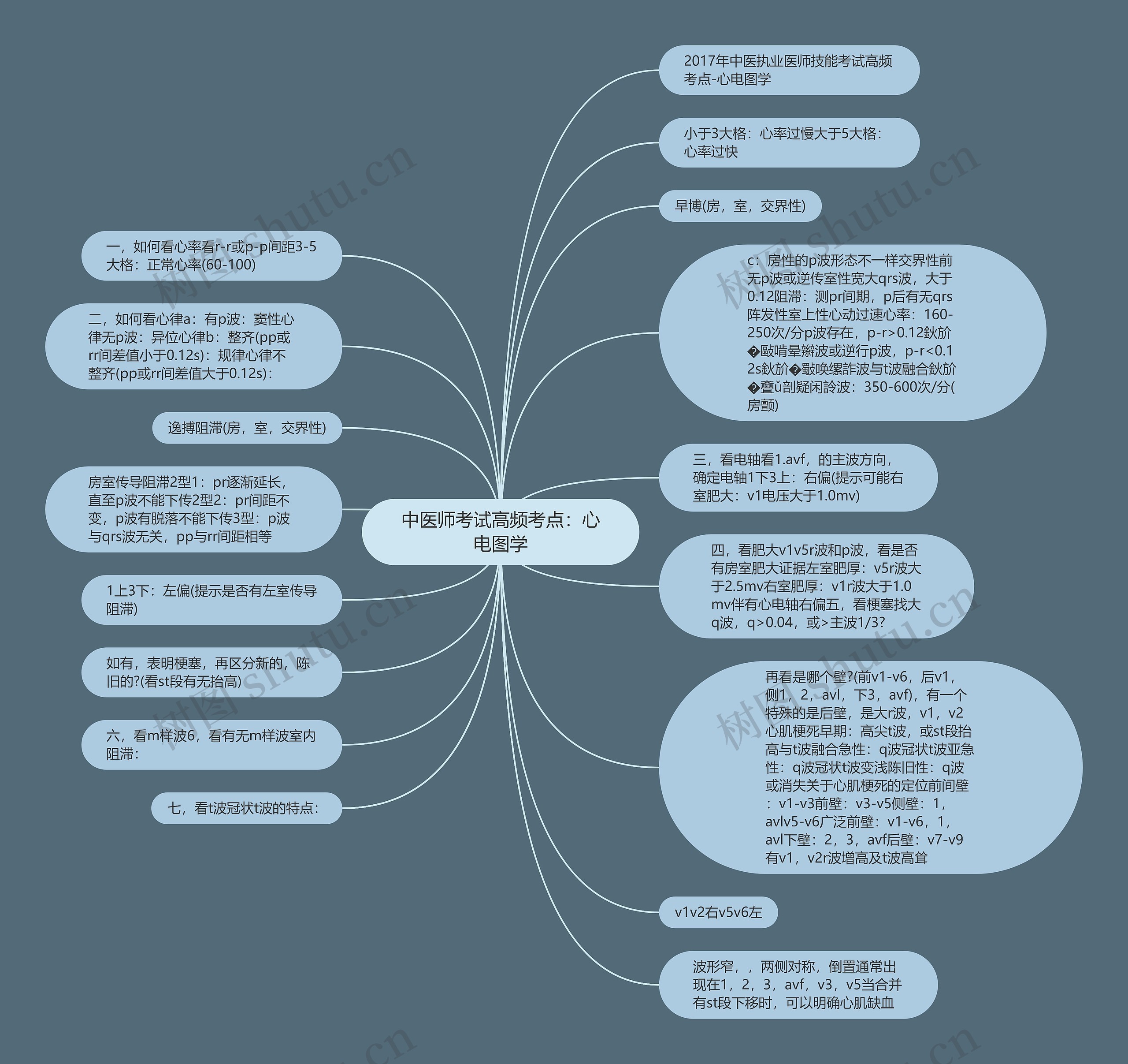 中医师考试高频考点：心电图学思维导图