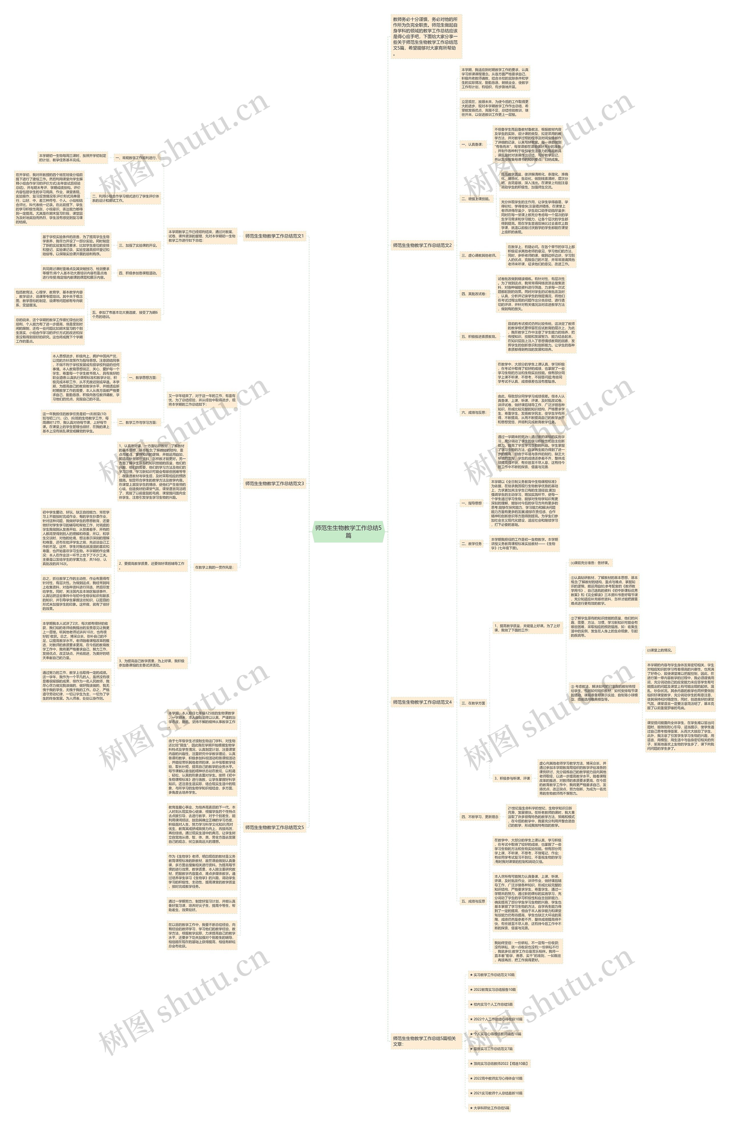 师范生生物教学工作总结5篇思维导图