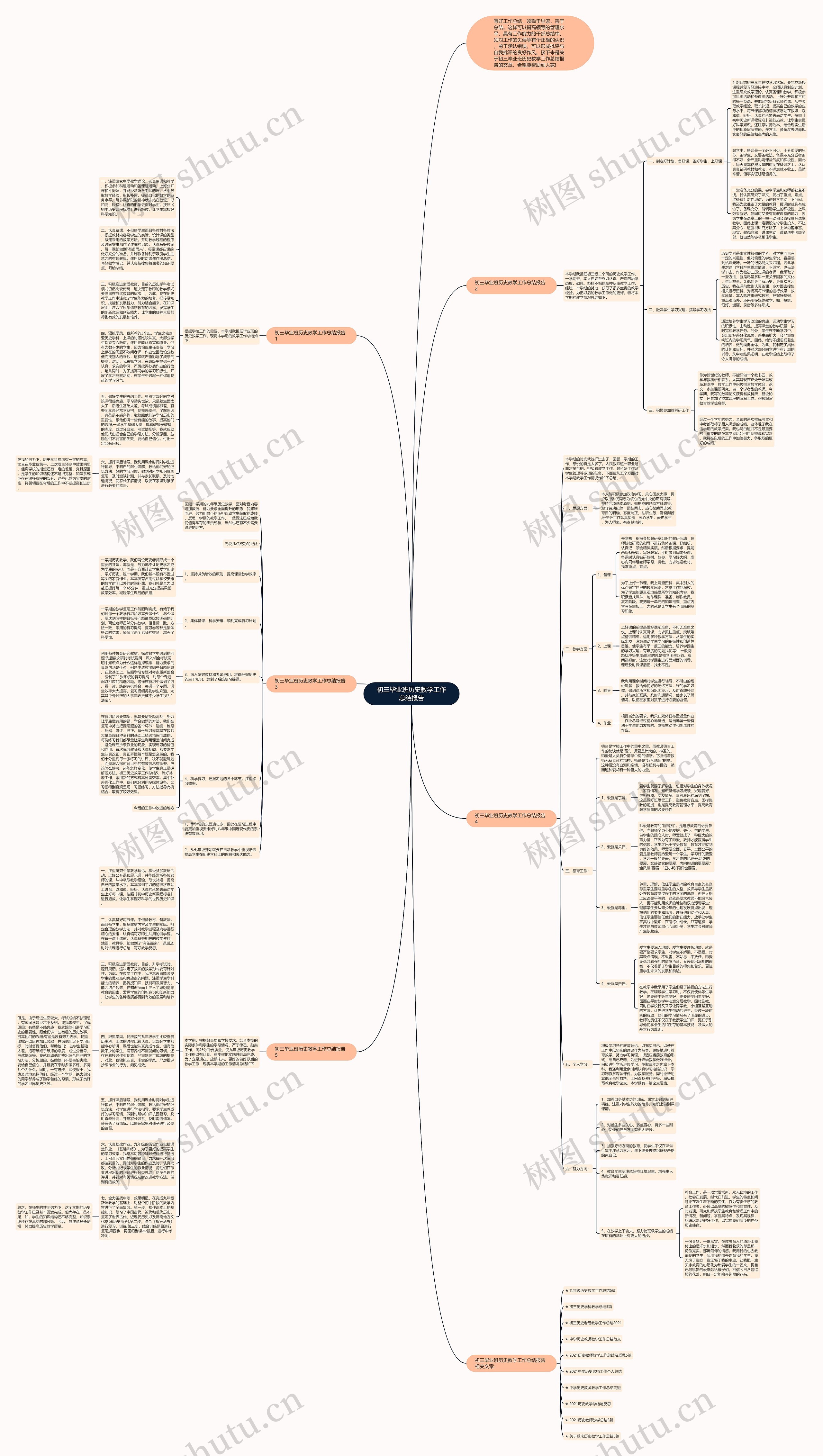 初三毕业班历史教学工作总结报告思维导图