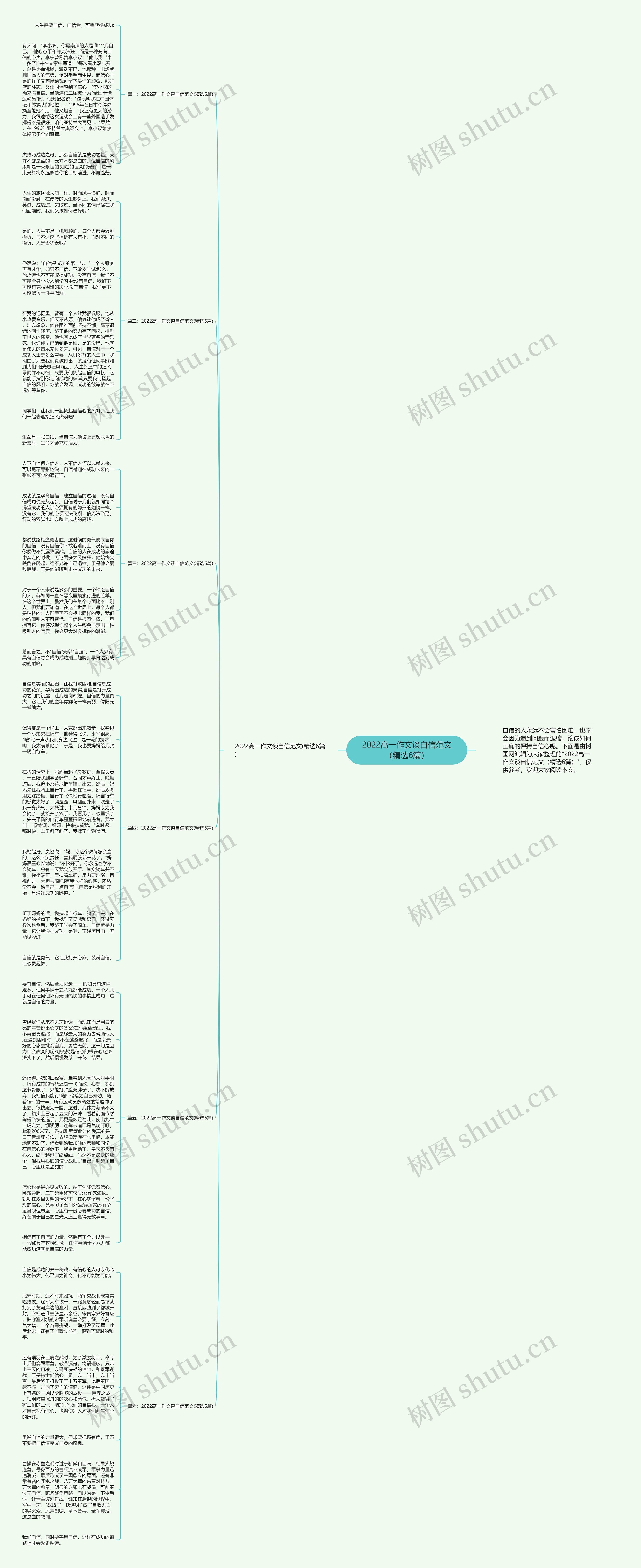 2022高一作文谈自信范文（精选6篇）思维导图