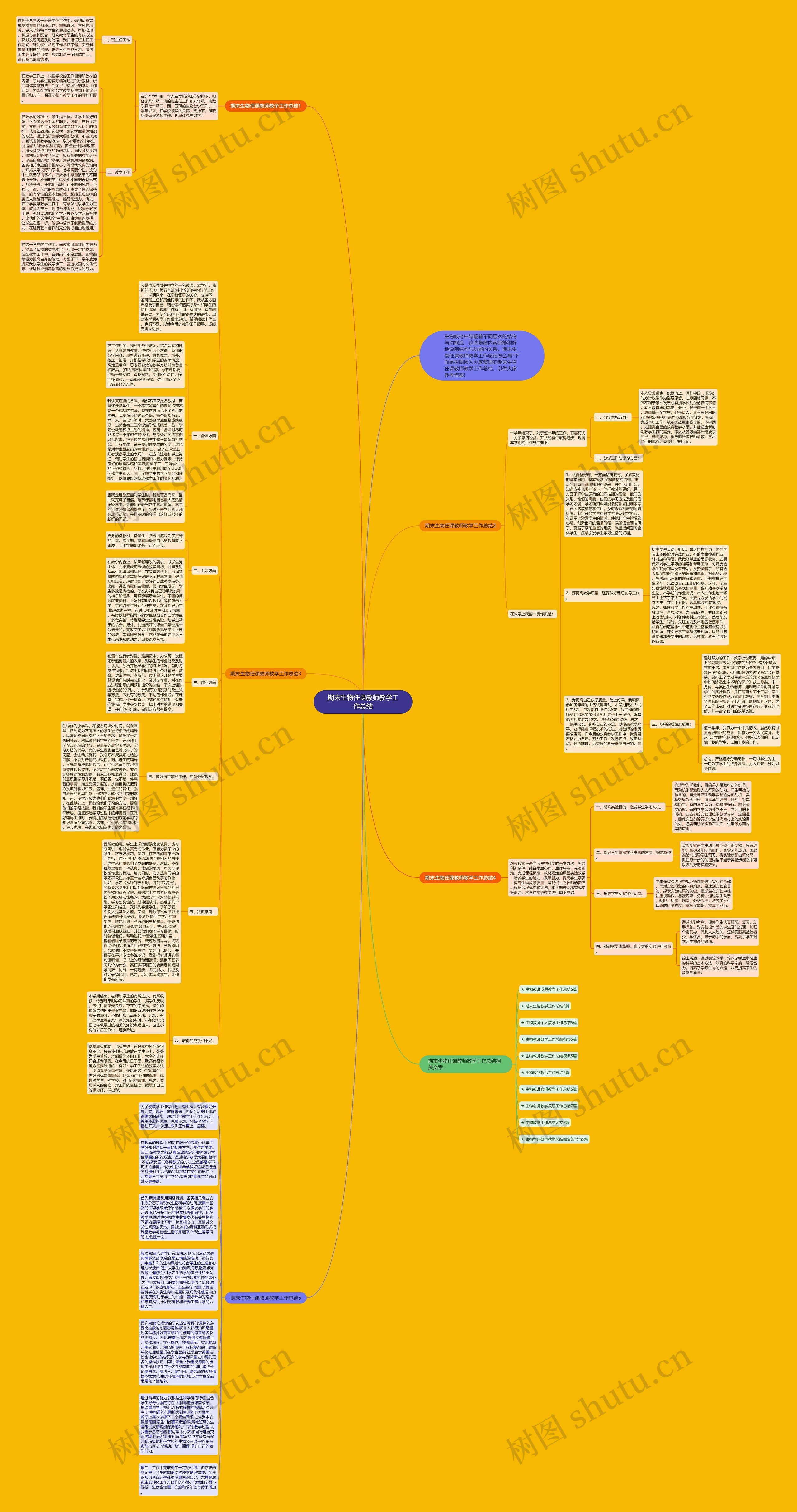 期末生物任课教师教学工作总结思维导图