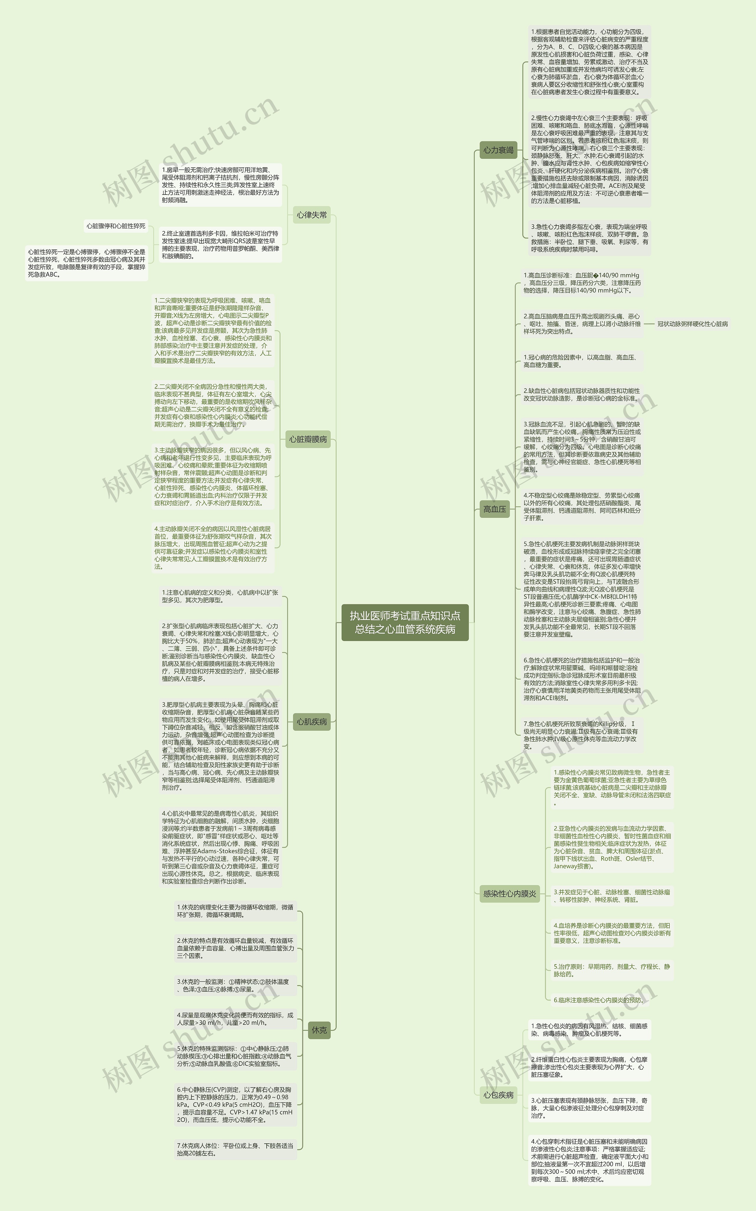 执业医师考试重点知识点总结之心血管系统疾病思维导图