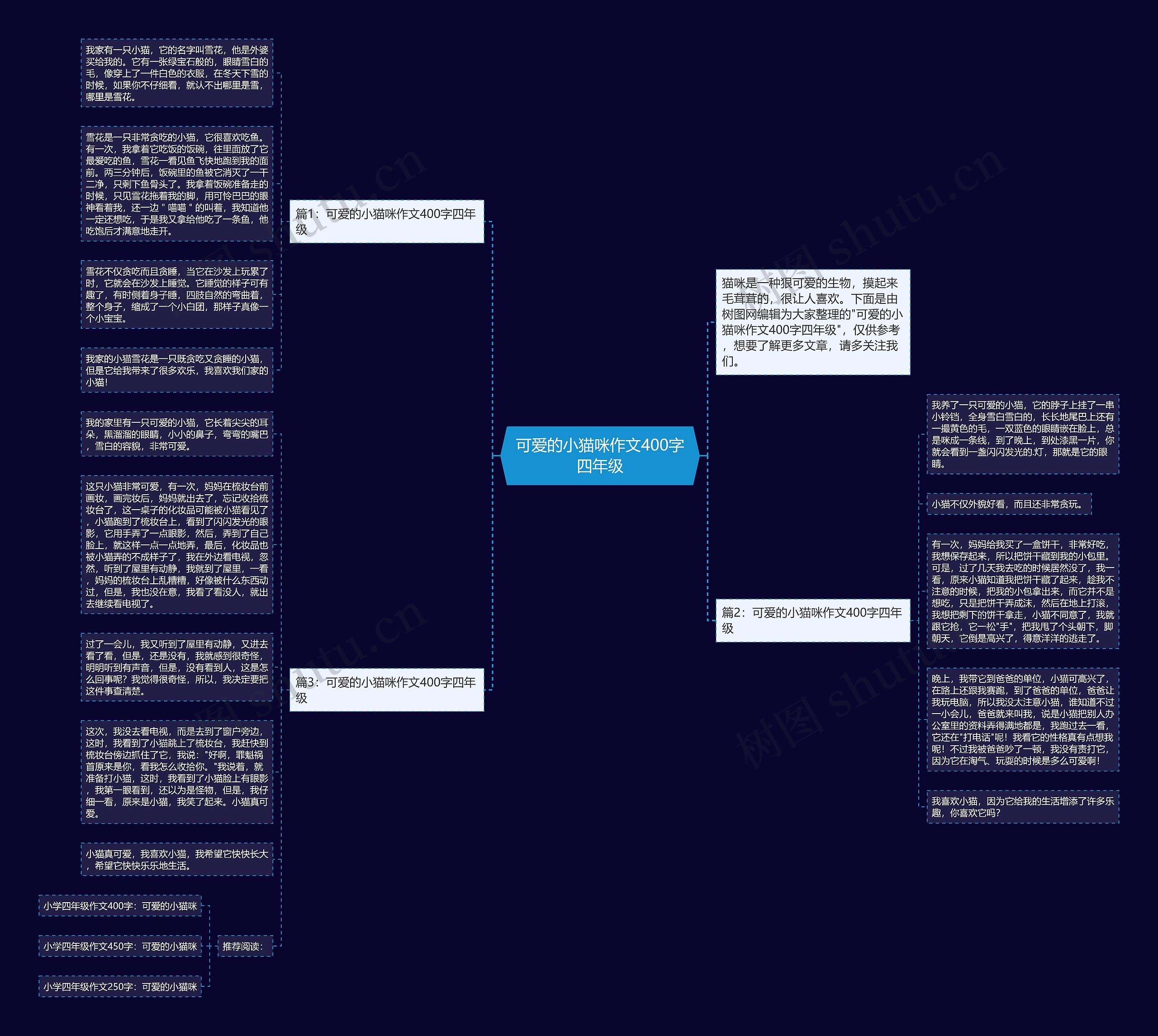 可爱的小猫咪作文400字四年级思维导图