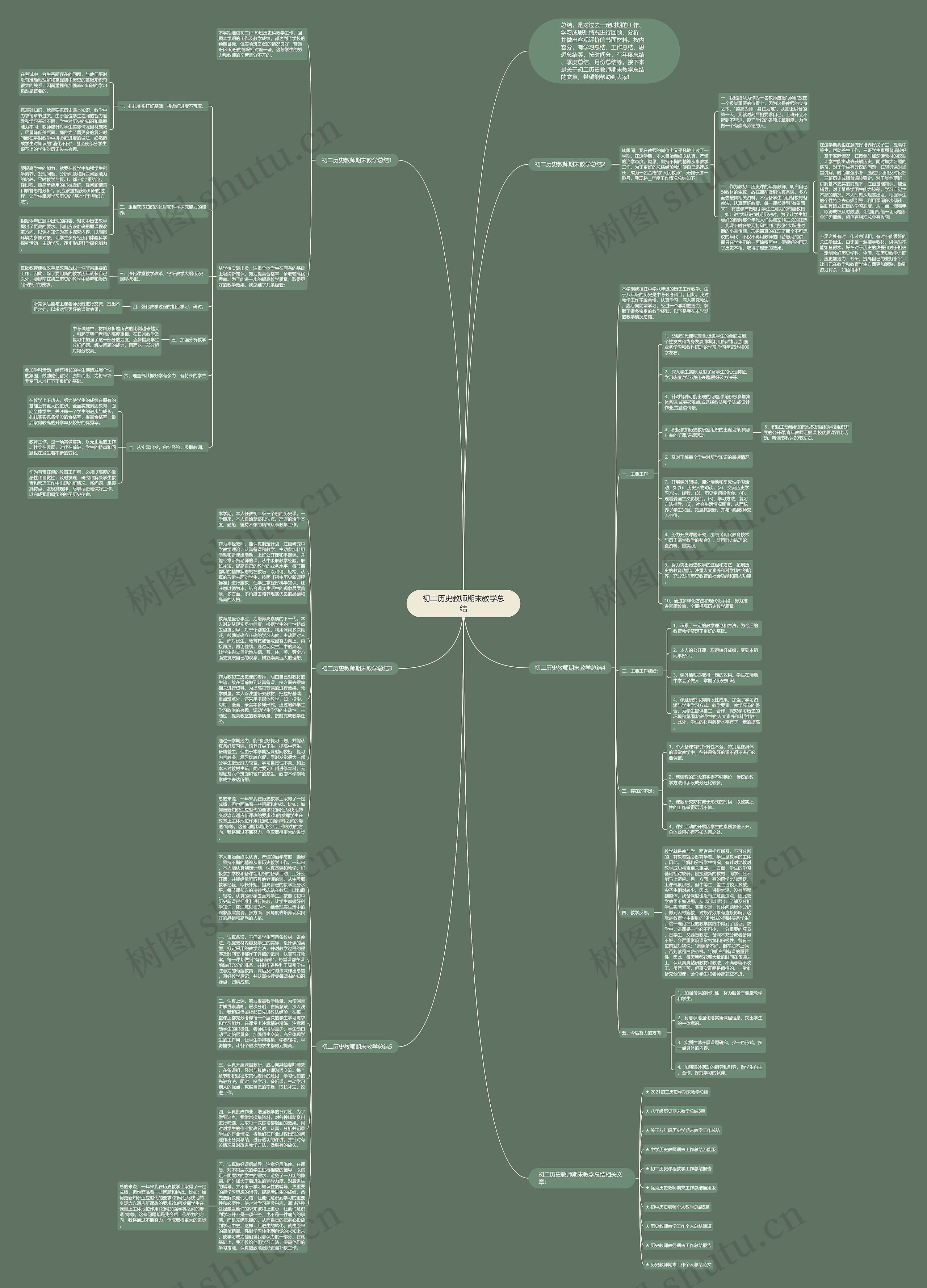 初二历史教师期末教学总结思维导图
