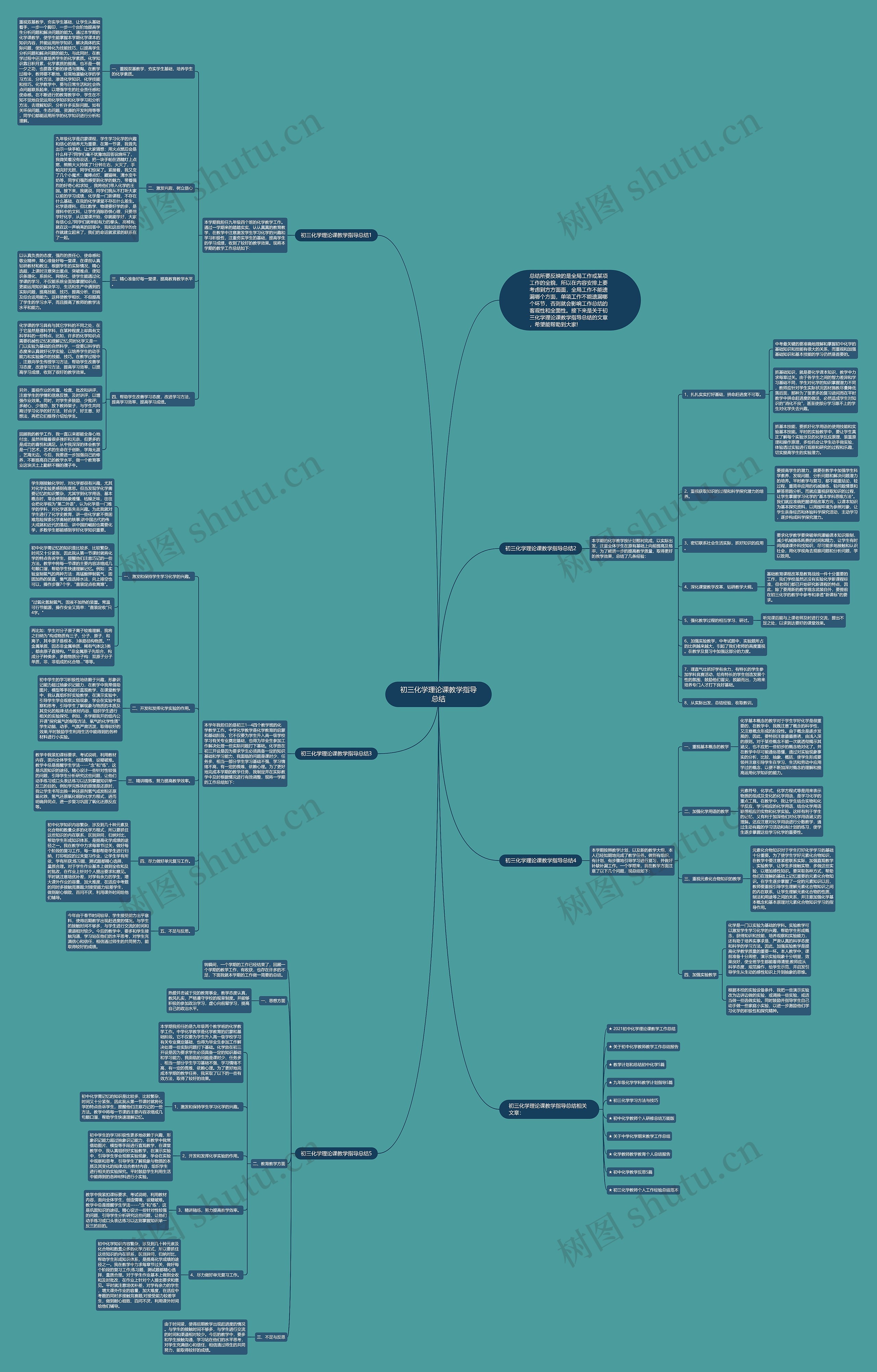 初三化学理论课教学指导总结思维导图