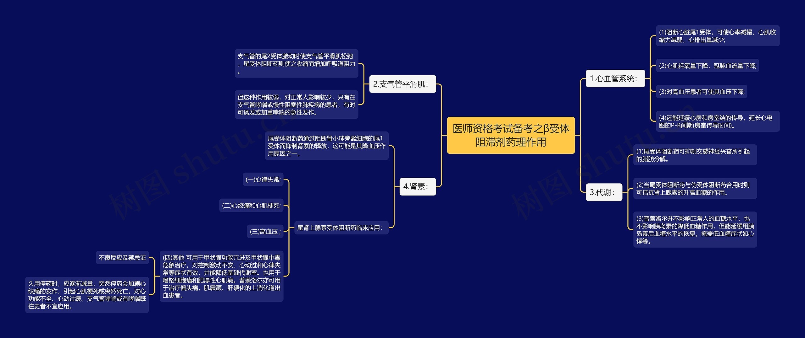 医师资格考试备考之β受体阻滞剂药理作用思维导图