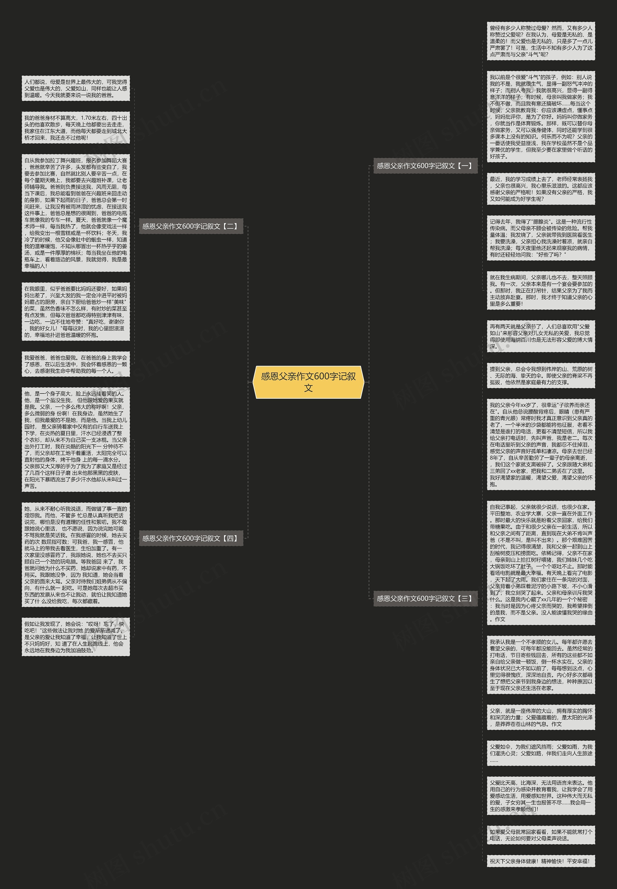 感恩父亲作文600字记叙文思维导图