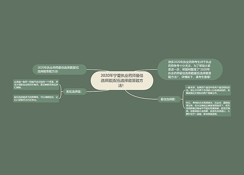 2020年宁夏执业药师最佳选择题|配伍选择题答题方法！