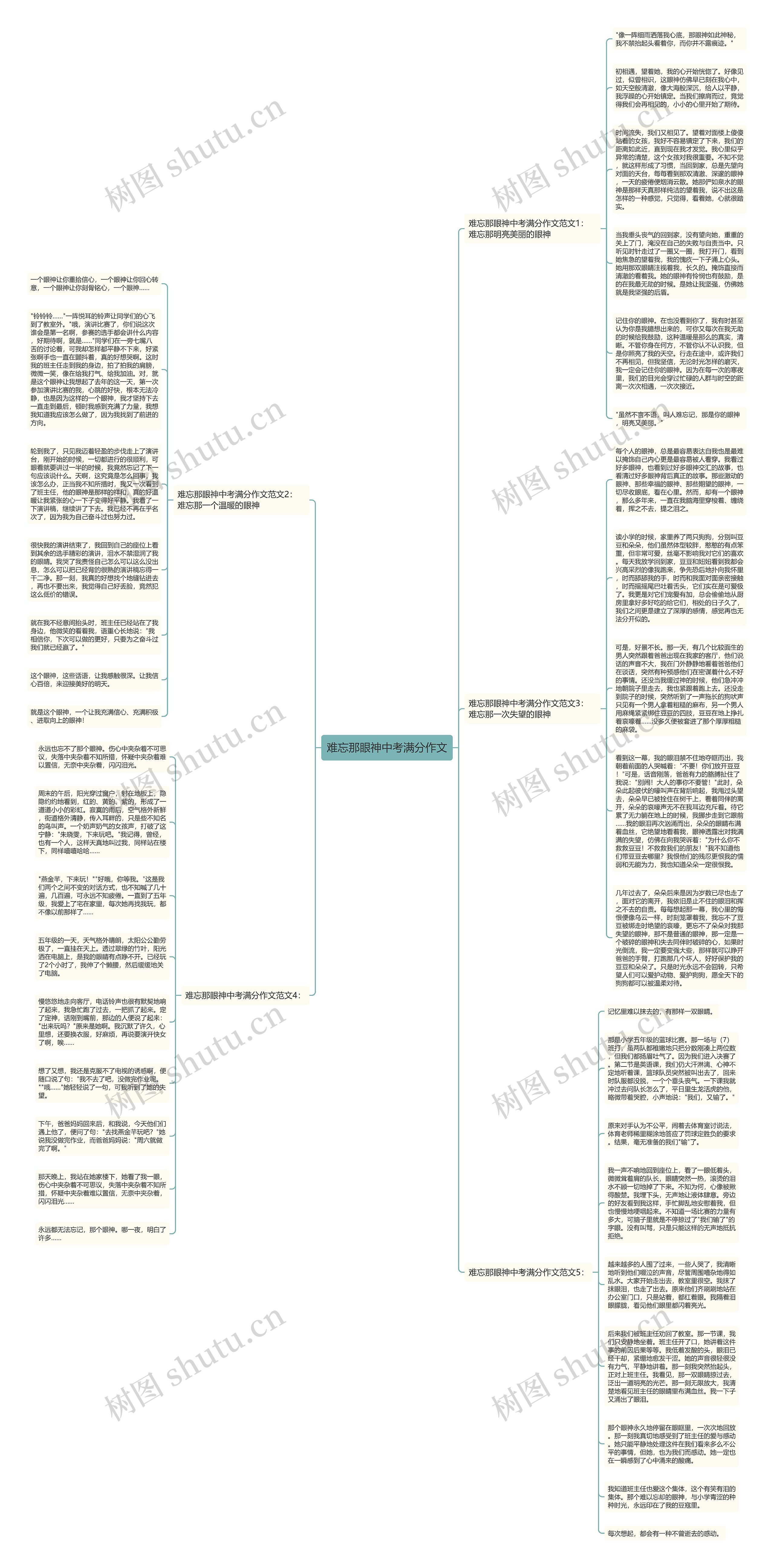 ​难忘那眼神中考满分作文思维导图